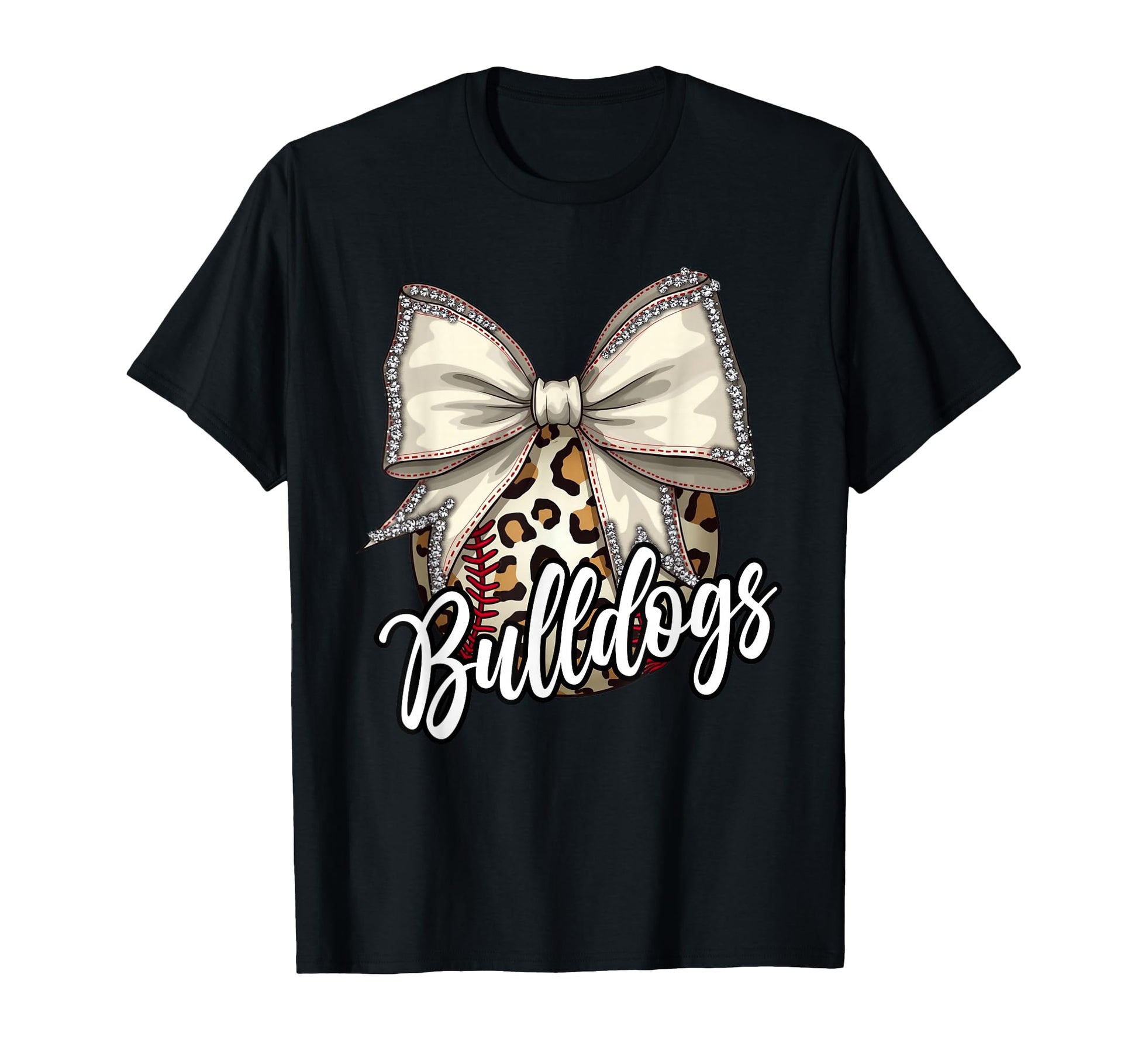 Bulldogs Baseball Mom Leopard Coquette T-Shirt - Novelty Apparel Men Women - T-Shirt, Sweatshirt, Hoodie