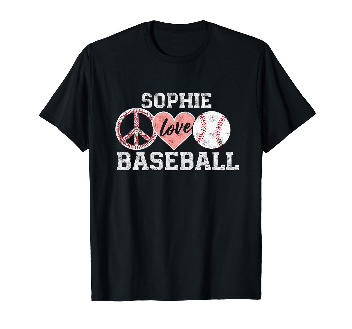 Peace Love Baseball Sophie Enthusiasts T-Shirt - Novelty Apparel for Adults - T-Shirt, Sweatshirt, Hoodie
