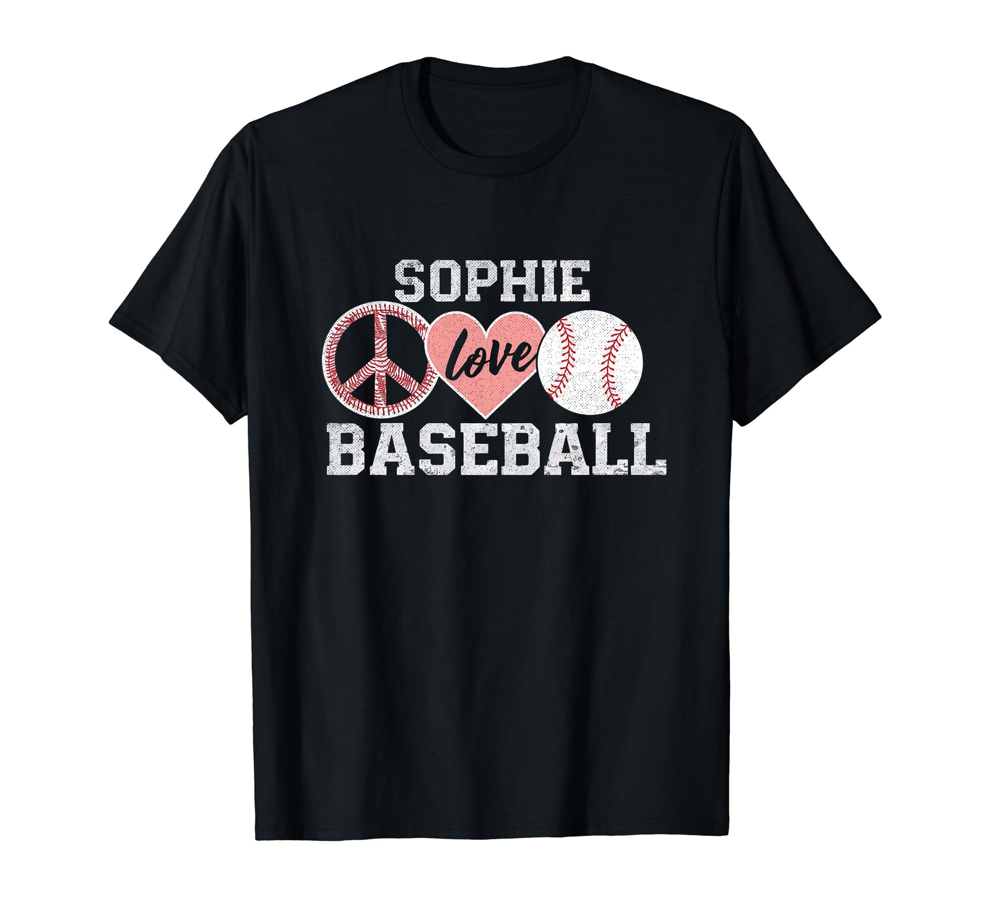 Peace Love Baseball Sophie Enthusiasts T-Shirt - Novelty Apparel for Adults - T-Shirt, Sweatshirt, Hoodie
