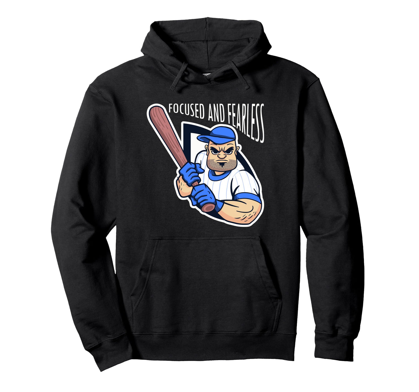 Focused And Fearless Baseball Player Hoodie - Custom Art Print for Adults - T-Shirt, Sweatshirt, Hoodie