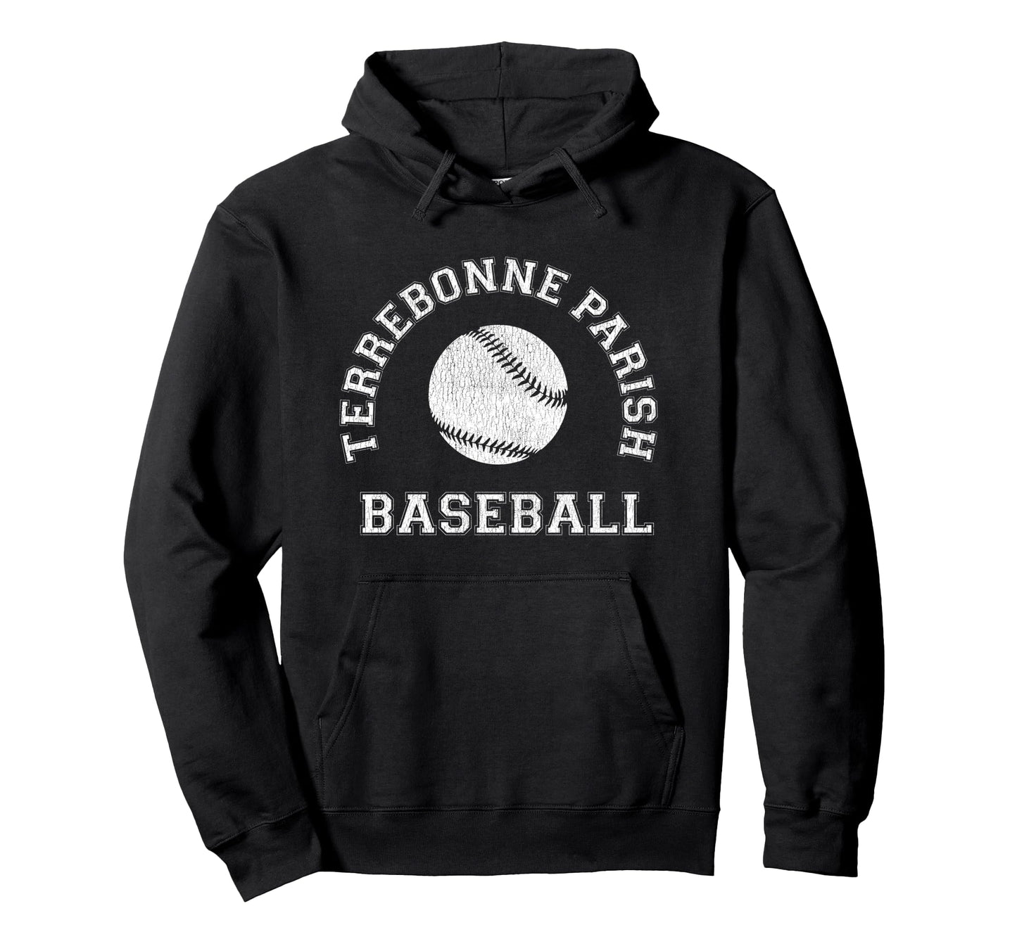 Terrebonne Parish Baseball Distressed Hoodie - Trendy Graphic for Adults - T-Shirt, Sweatshirt, Hoodie