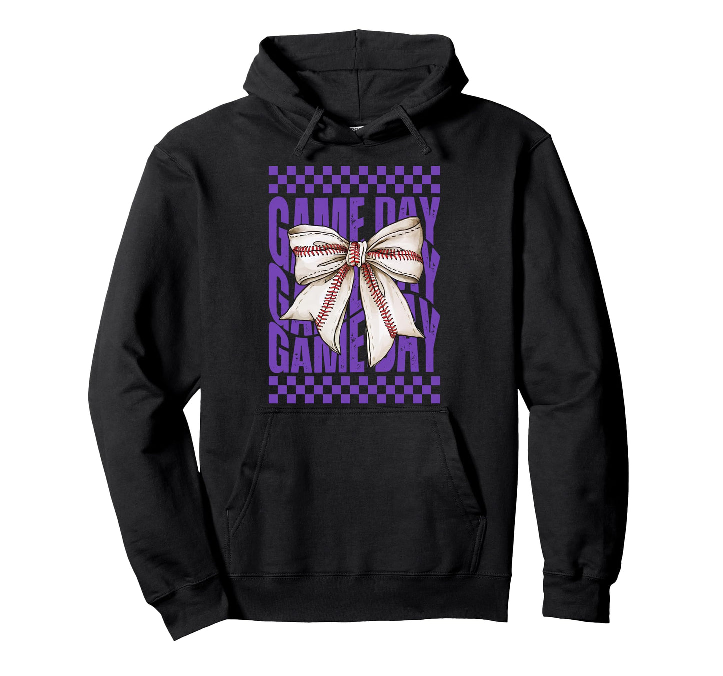 Groovy Game Day Coquette Bow Baseball Hoodie - Custom Art Print for Adults - T-Shirt, Sweatshirt, Hoodie