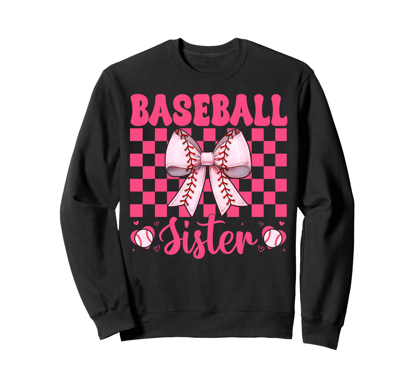Baseball Sister Baseball Coquette Bow Sweatshirt - Custom Art Print Unisex - T-Shirt, Sweatshirt, Hoodie