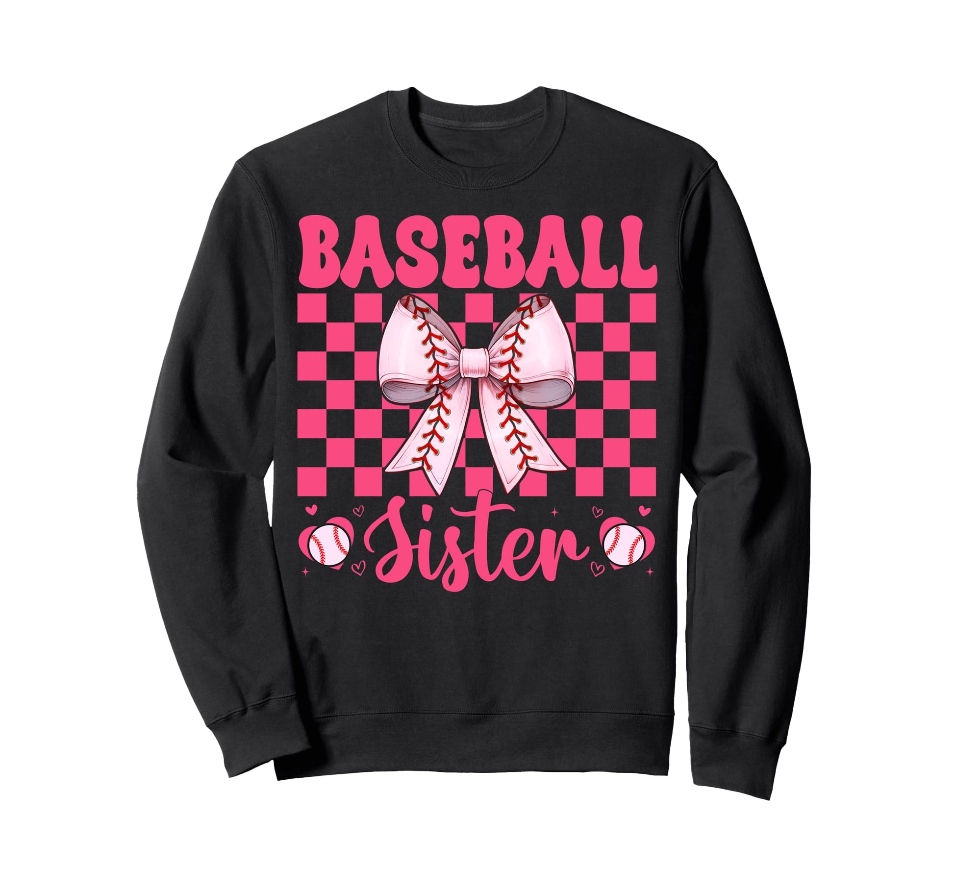 Baseball Sister Baseball Coquette Bow Sweatshirt - Custom Art Print Unisex - T-Shirt, Sweatshirt, Hoodie