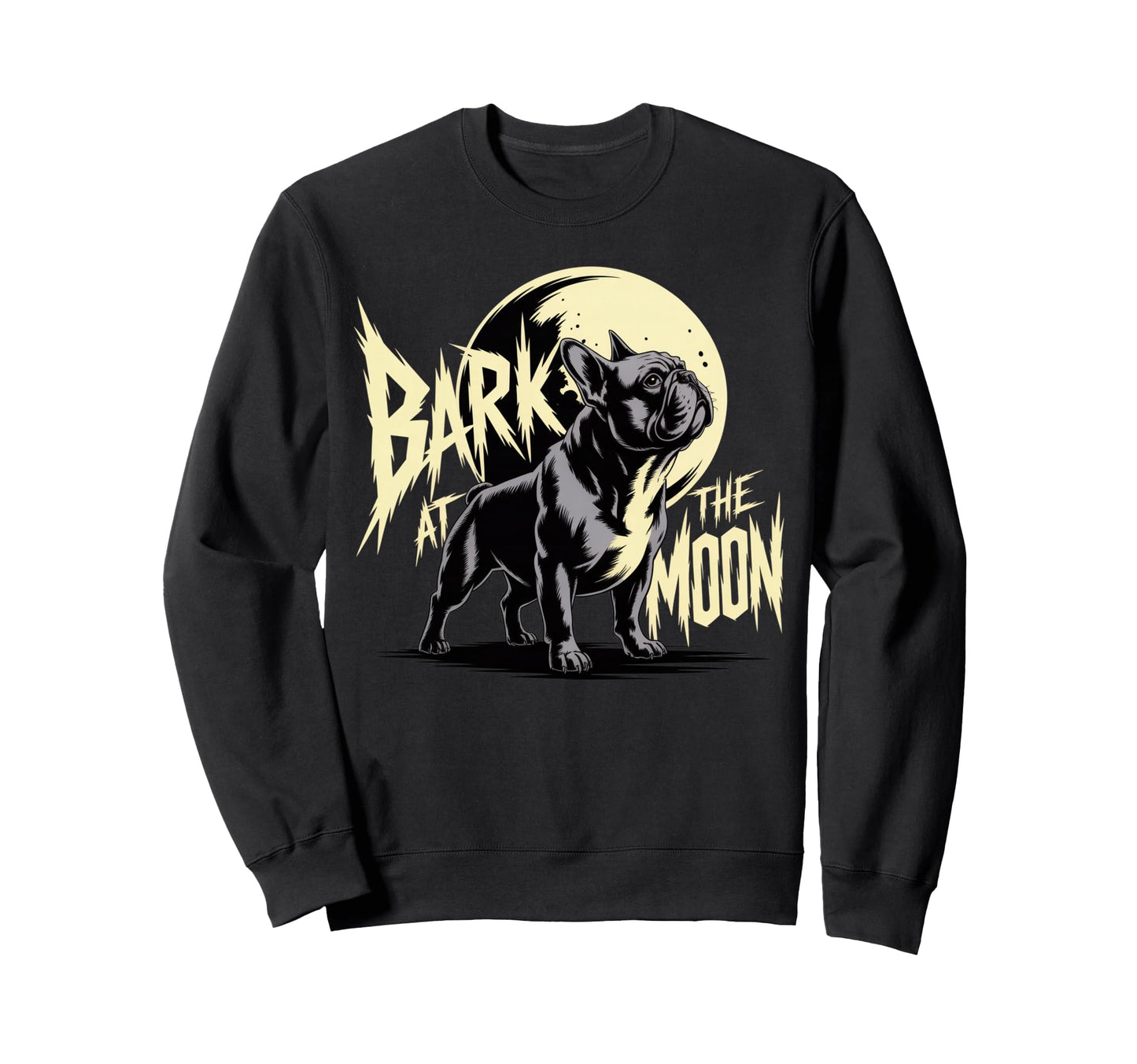 French Bulldog Bark Moon Comic Sweatshirt - Streetwear Style Unisex - T-Shirt, Sweatshirt, Hoodie