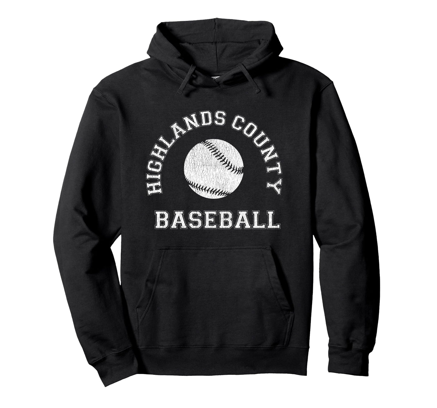 Highlands County Baseball Distressed Hoodie - Minimalist Print for Adults - T-Shirt, Sweatshirt, Hoodie