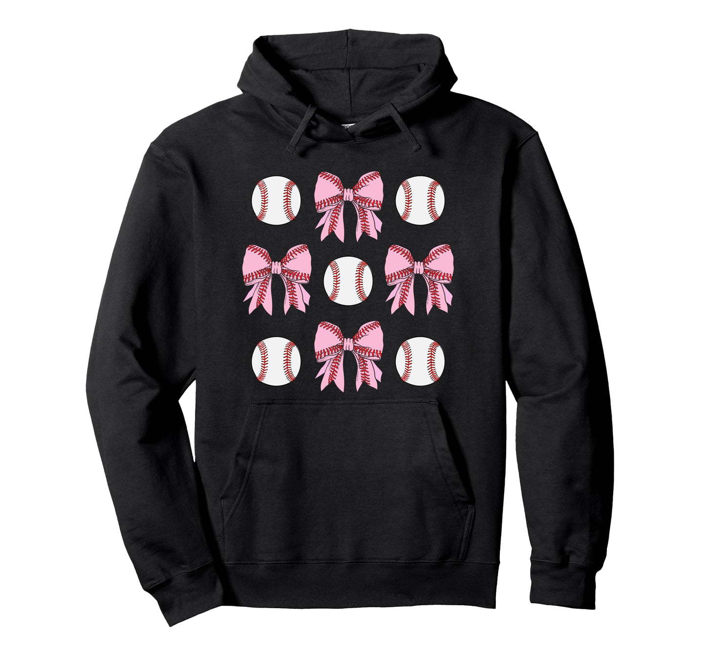 Softball Baseball Bow Womens Baseball Hoodie - Unique Graphic for Adults - T-Shirt, Sweatshirt, Hoodie