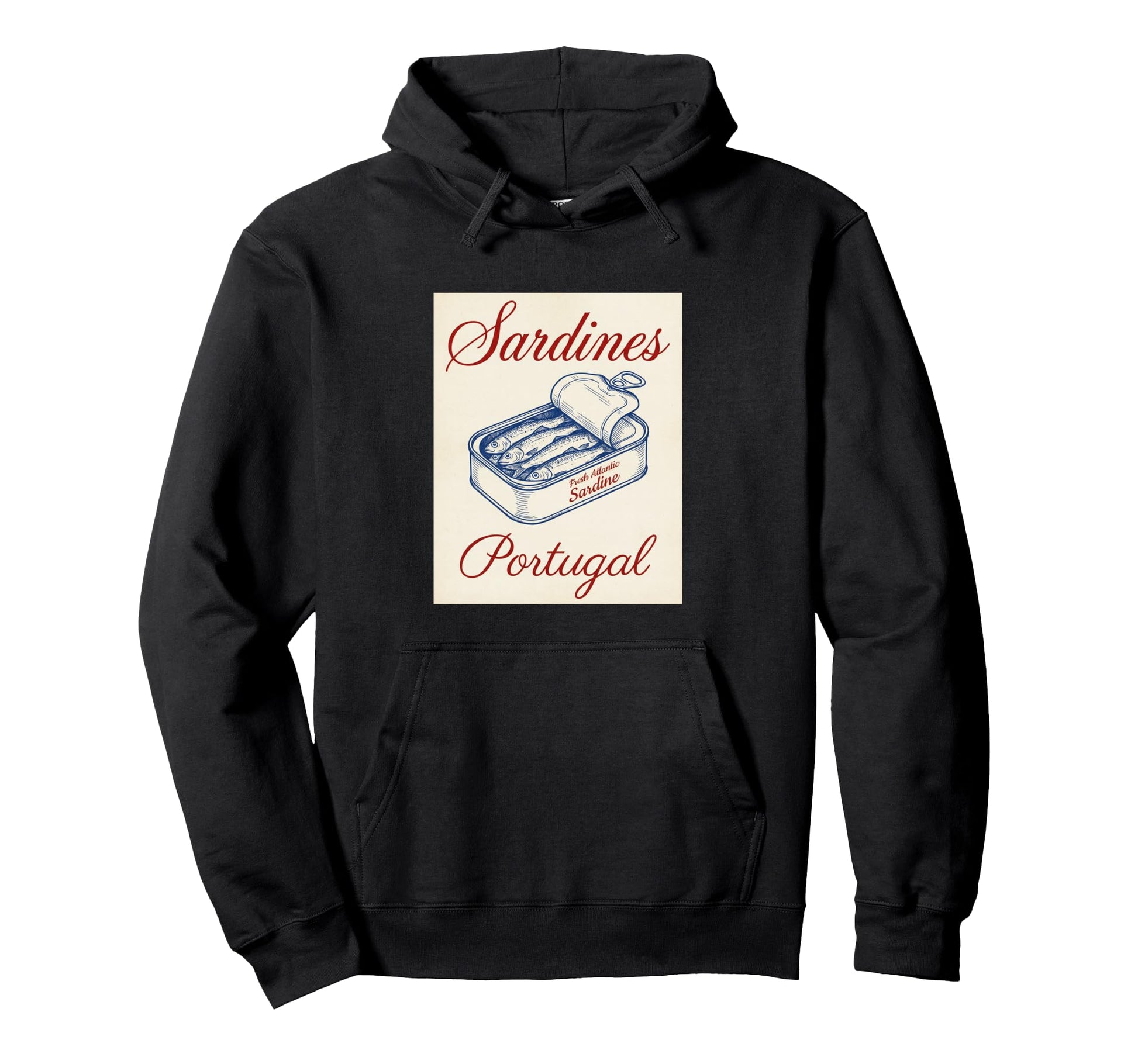 Sardines Portugal Fish Tin Hoodie - Minimalist Print for Adults - T-Shirt, Sweatshirt, Hoodie