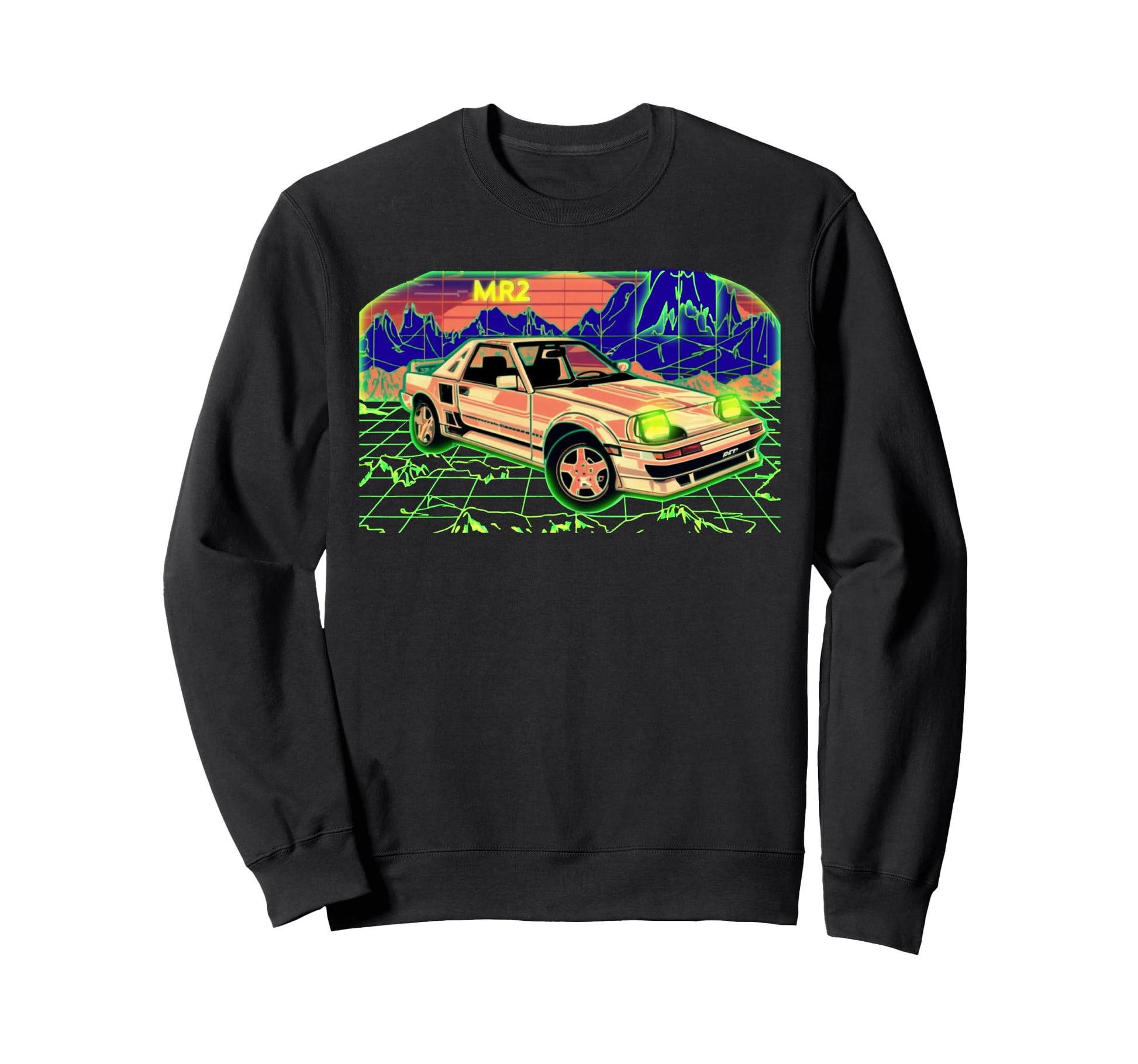 Mr2 Synthwave Landscape Glowing Sweatshirt - Novelty Apparel for Adults - T-Shirt, Sweatshirt, Hoodie