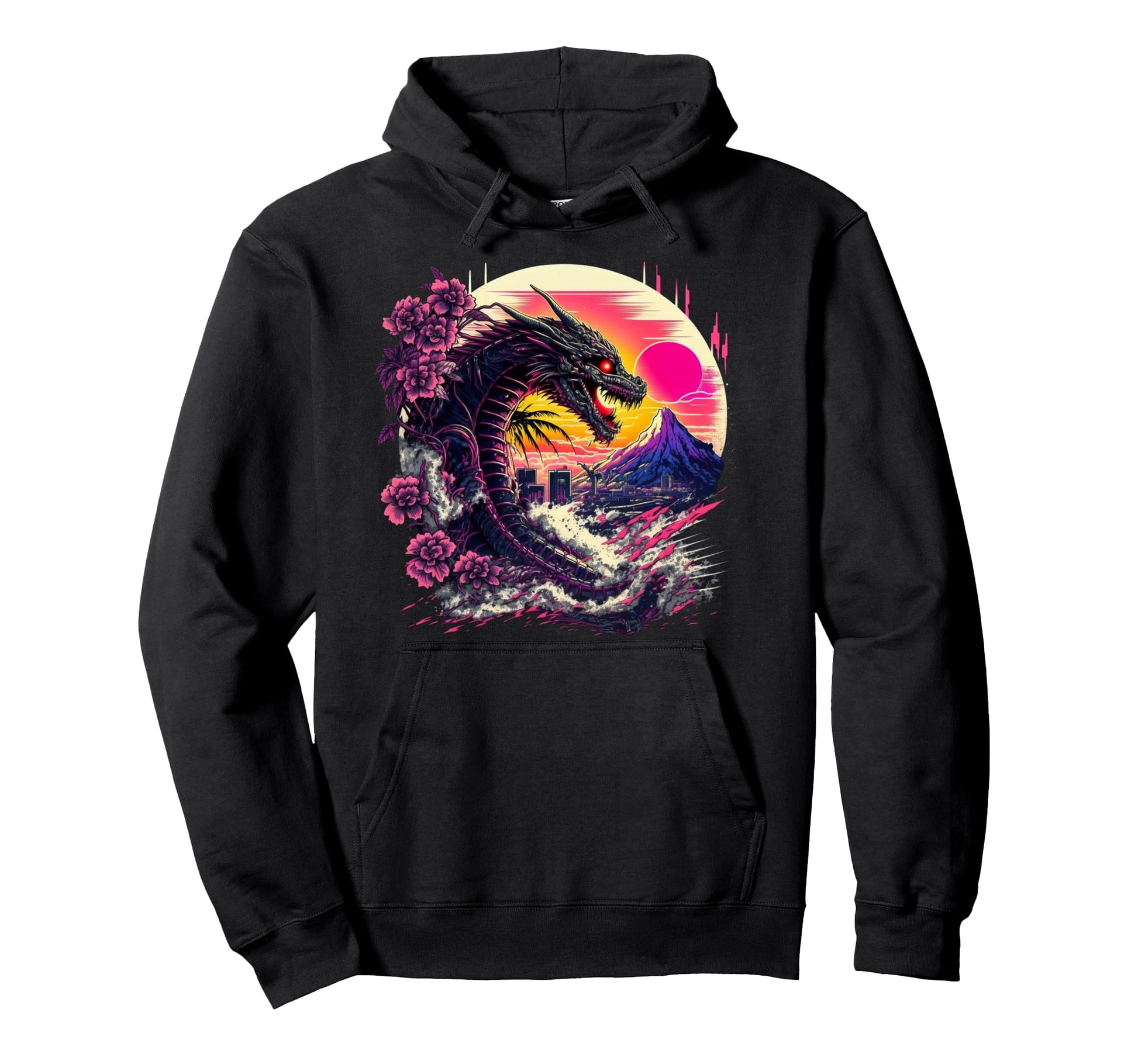 Dragon Vaporwave Synthwave 80S Hoodie - Minimalist Print Men Women - T-Shirt, Sweatshirt, Hoodie