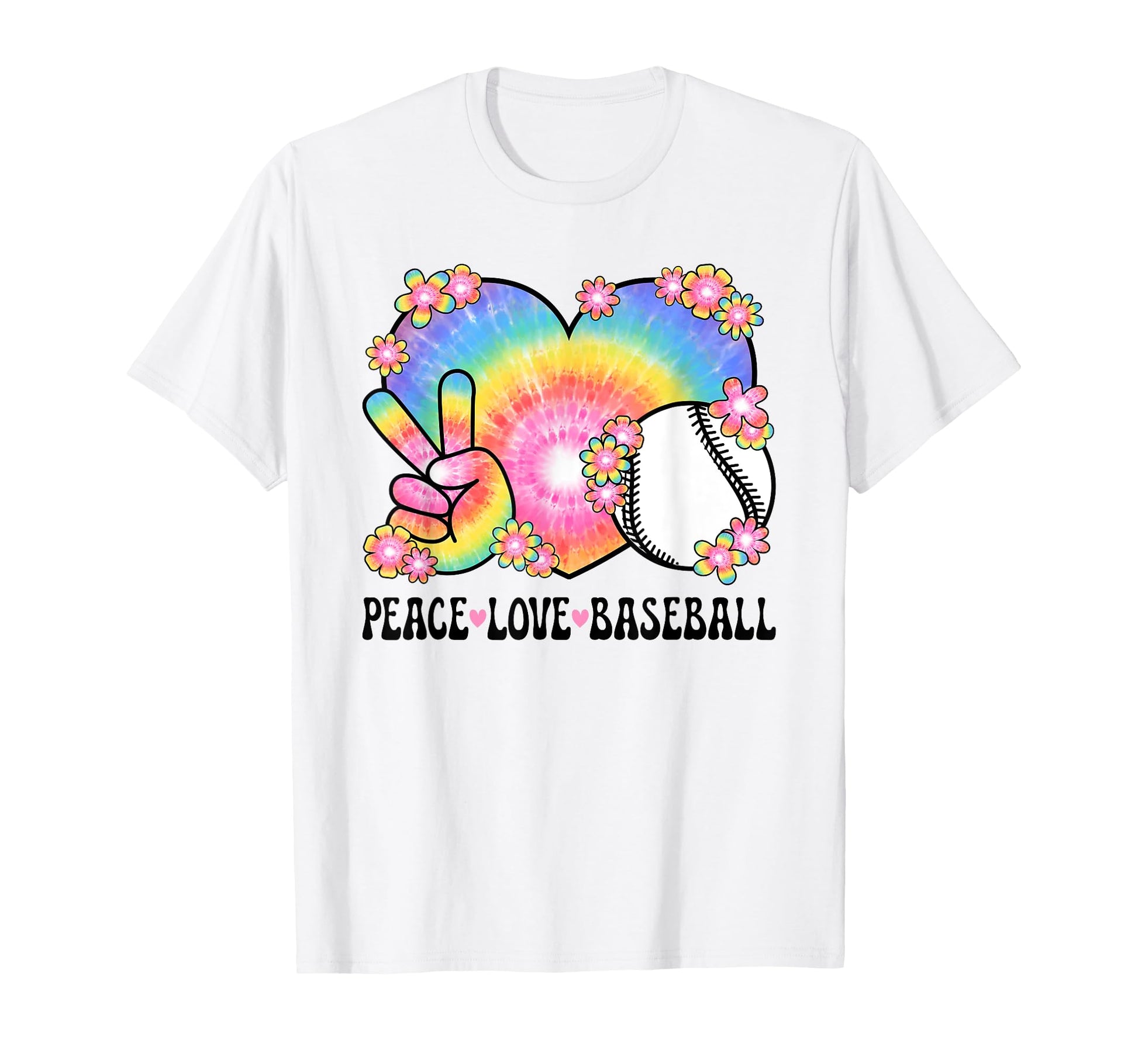 Peace Love Baseball Lover 60S 70S T-Shirt - Custom Art Print Men Women - T-Shirt, Sweatshirt, Hoodie