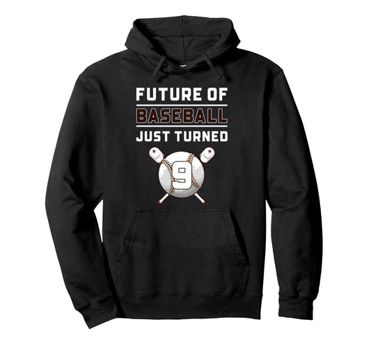 9 Year Old Baseball Birthday Hoodie - Trendy Graphic Men Women - T-Shirt, Sweatshirt, Hoodie
