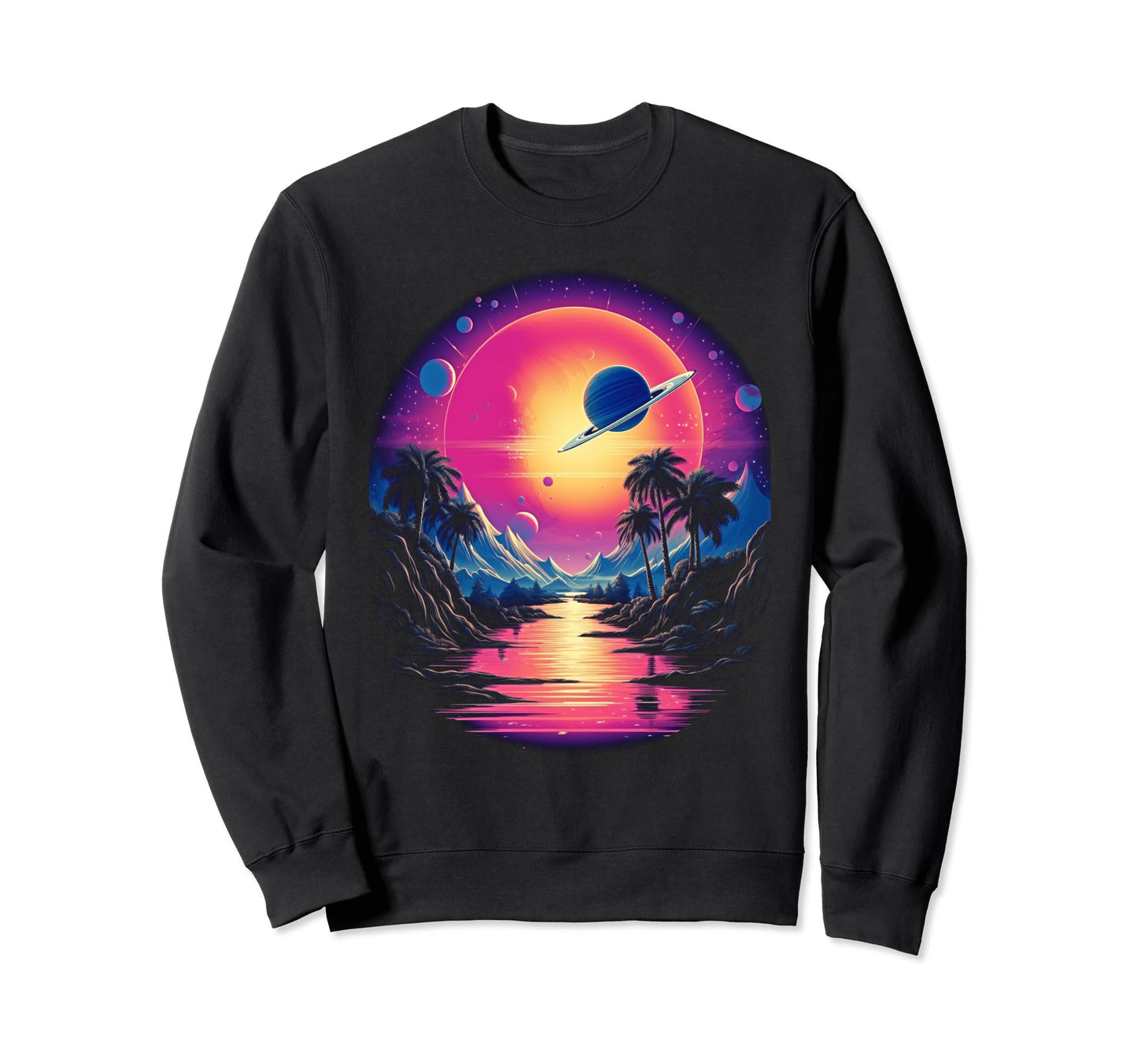 Vaporwave Solar System 80S Sweatshirt - Aesthetic Graphic Men Women - T-Shirt, Sweatshirt, Hoodie