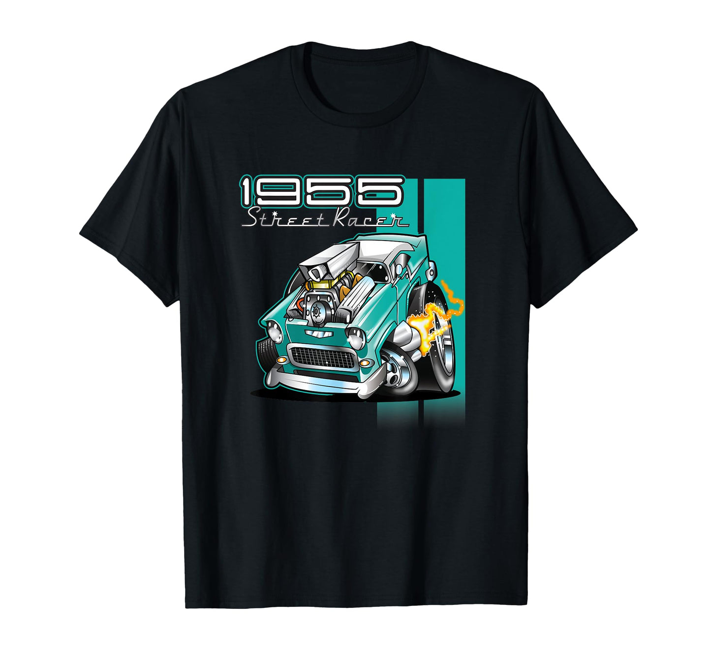1955 Hot Rod Street Racer 50S Tooned T-Shirt - Casual Everyday Wear Unisex - T-Shirt, Sweatshirt, Hoodie