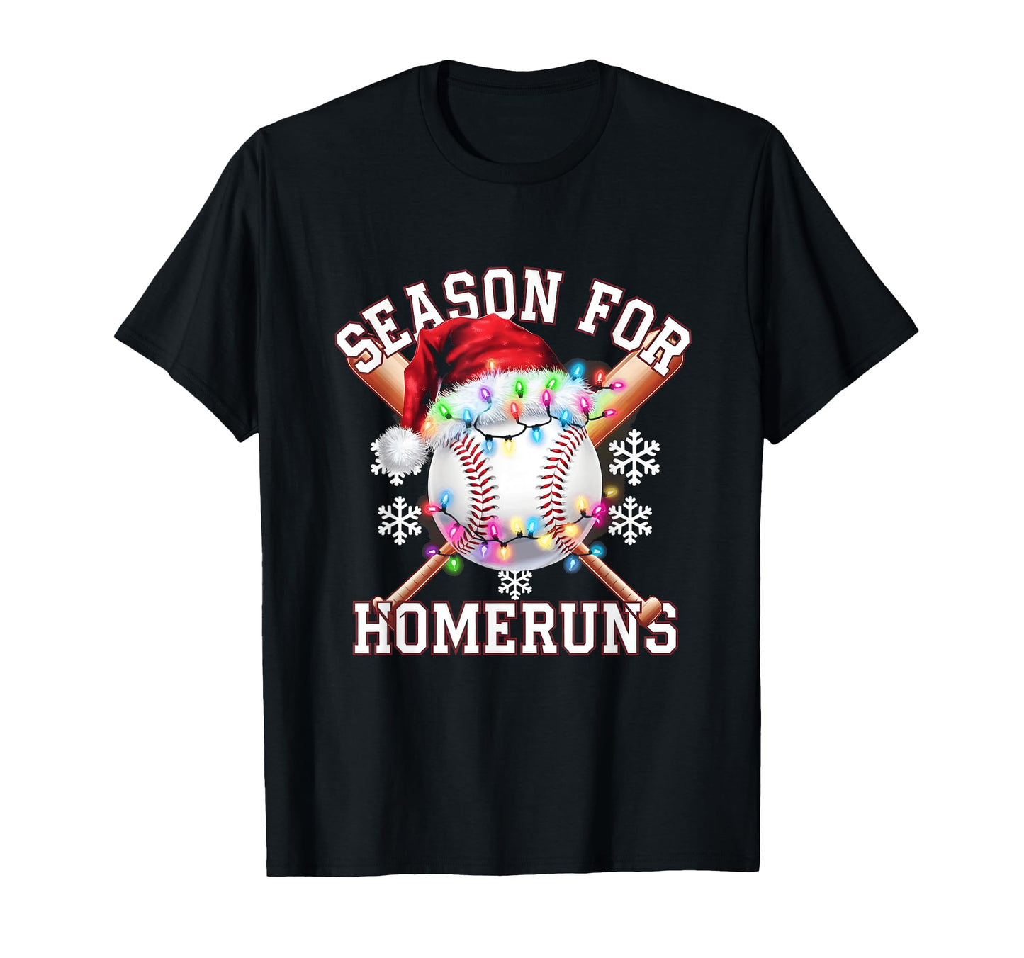 Season Homeruns Baseball Santa Ball T-Shirt - Casual Everyday Wear Unisex - T-Shirt, Sweatshirt, Hoodie