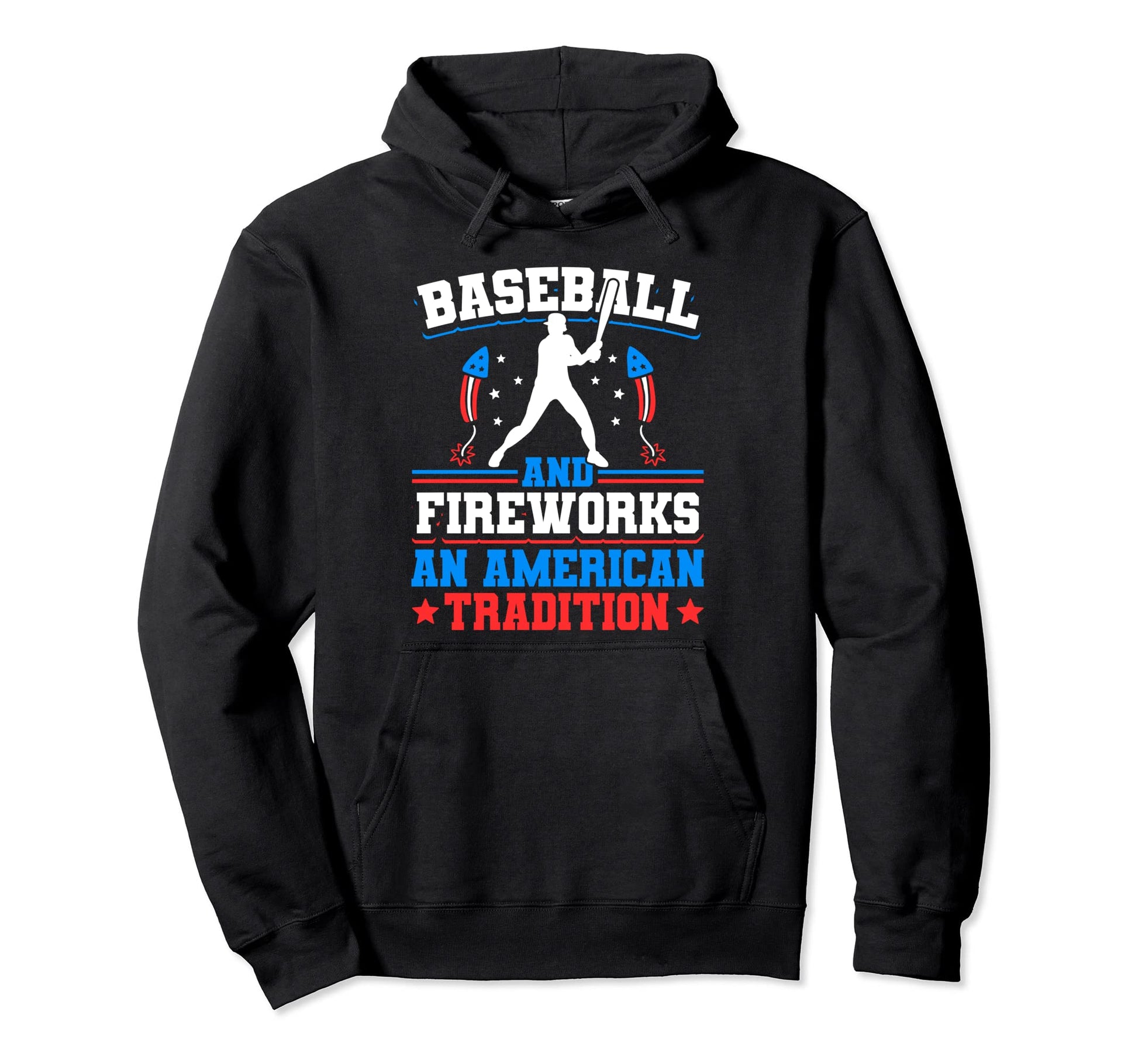 Baseball And Firework American Tradition Hoodie - Graphic Print Men Women - T-Shirt, Sweatshirt, Hoodie