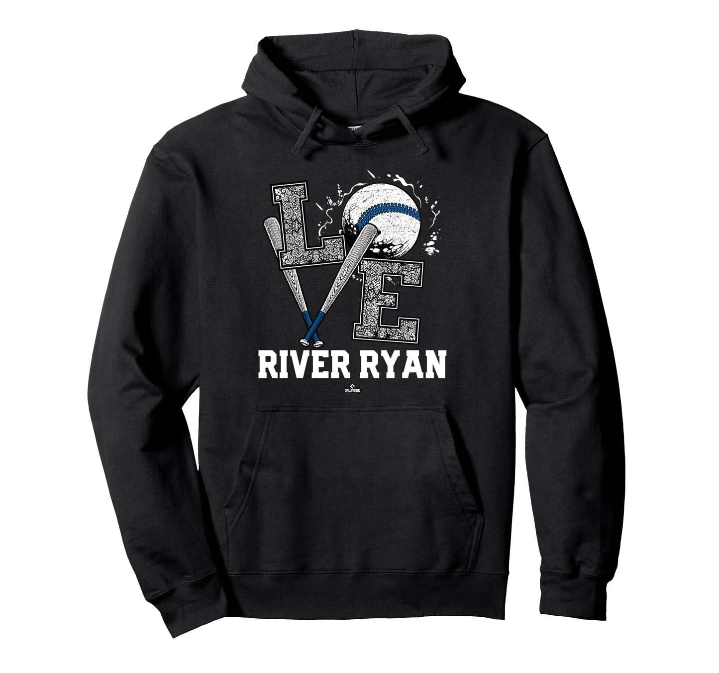 Distressed Baseball Love River Ryan Hoodie - Custom Art Print for Adults - T-Shirt, Sweatshirt, Hoodie