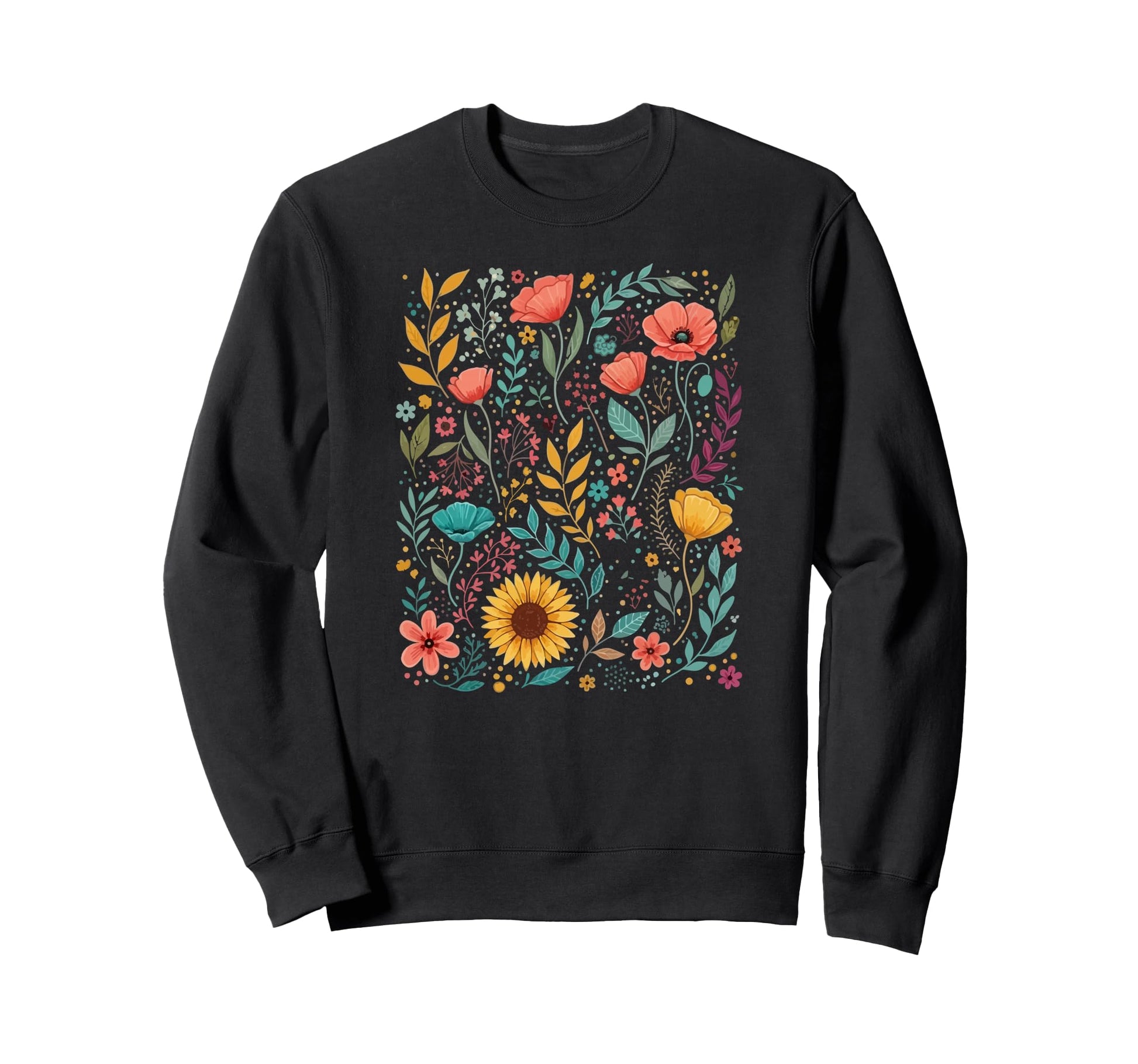 Wildflower Floral Botanical Boho Sweatshirt - Graphic Print for Adults - T-Shirt, Sweatshirt, Hoodie