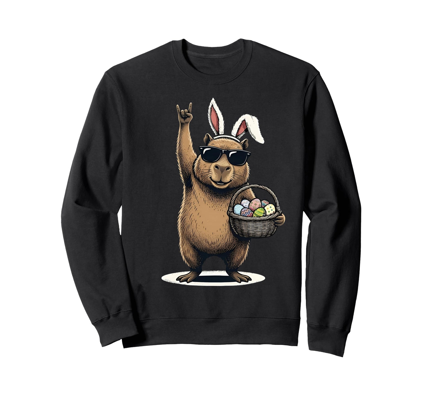 Easter Capybara Rock Easter Egg Hunt Sweatshirt - Minimalist Print Unisex - T-Shirt, Sweatshirt, Hoodie