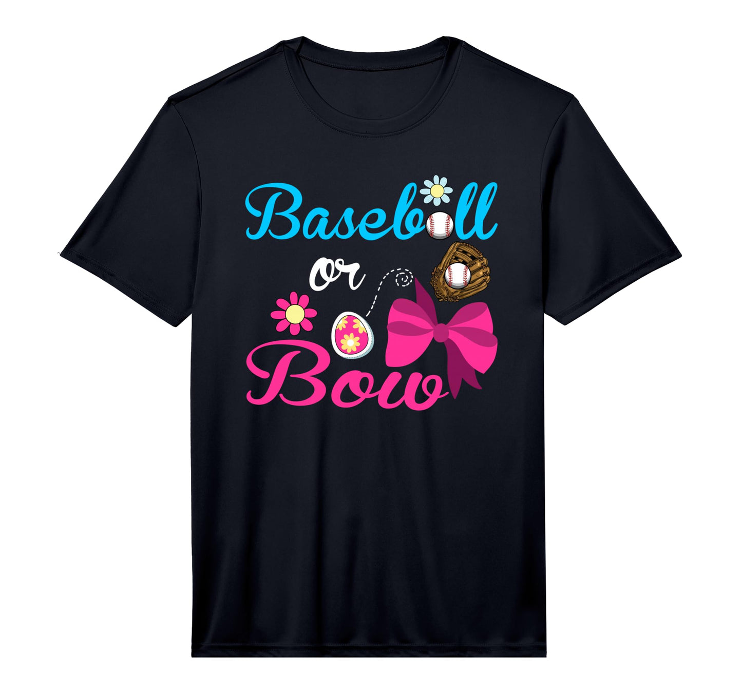 Baseball Or Bow Gender Reveal T-Shirt - Fun Novelty Design for Adults - T-Shirt, Sweatshirt, Hoodie