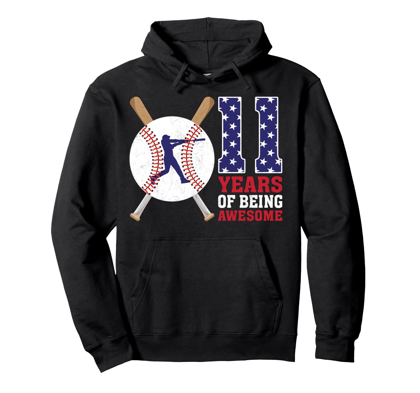 11 Years Old Baseball Player 11Th Hoodie - Fun Novelty Design Men Women - T-Shirt, Sweatshirt, Hoodie