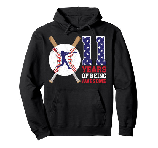 11 Years Old Baseball Player 11Th Hoodie - Fun Novelty Design Men Women - T-Shirt, Sweatshirt, Hoodie