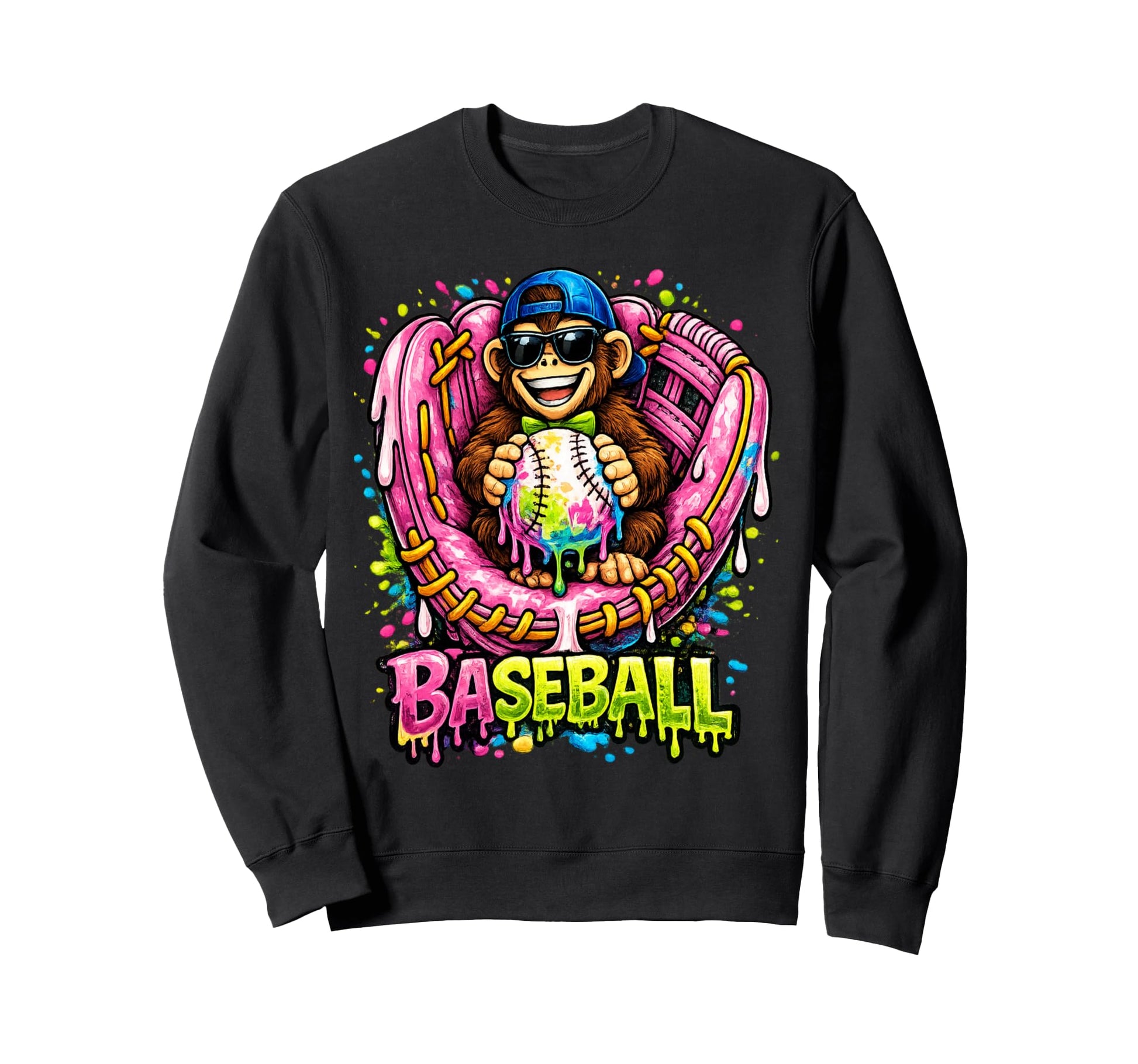 Monkey Funny Animals Baseball Sweatshirt - Fun Novelty Design Men Women - T-Shirt, Sweatshirt, Hoodie