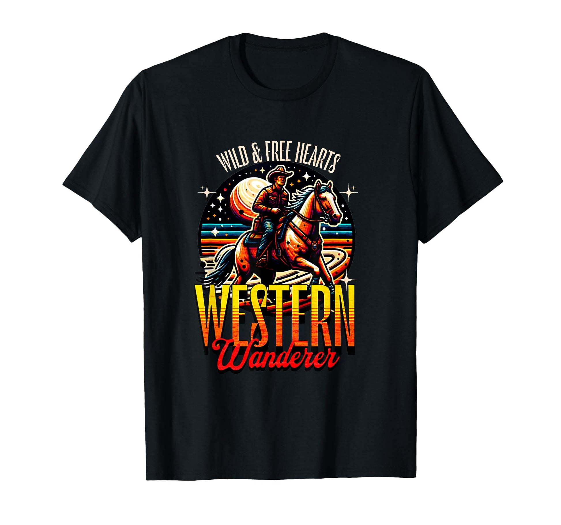 Wild And Free Western Wanderer Cowboy T-Shirt - Unique Graphic for Adults - T-Shirt, Sweatshirt, Hoodie