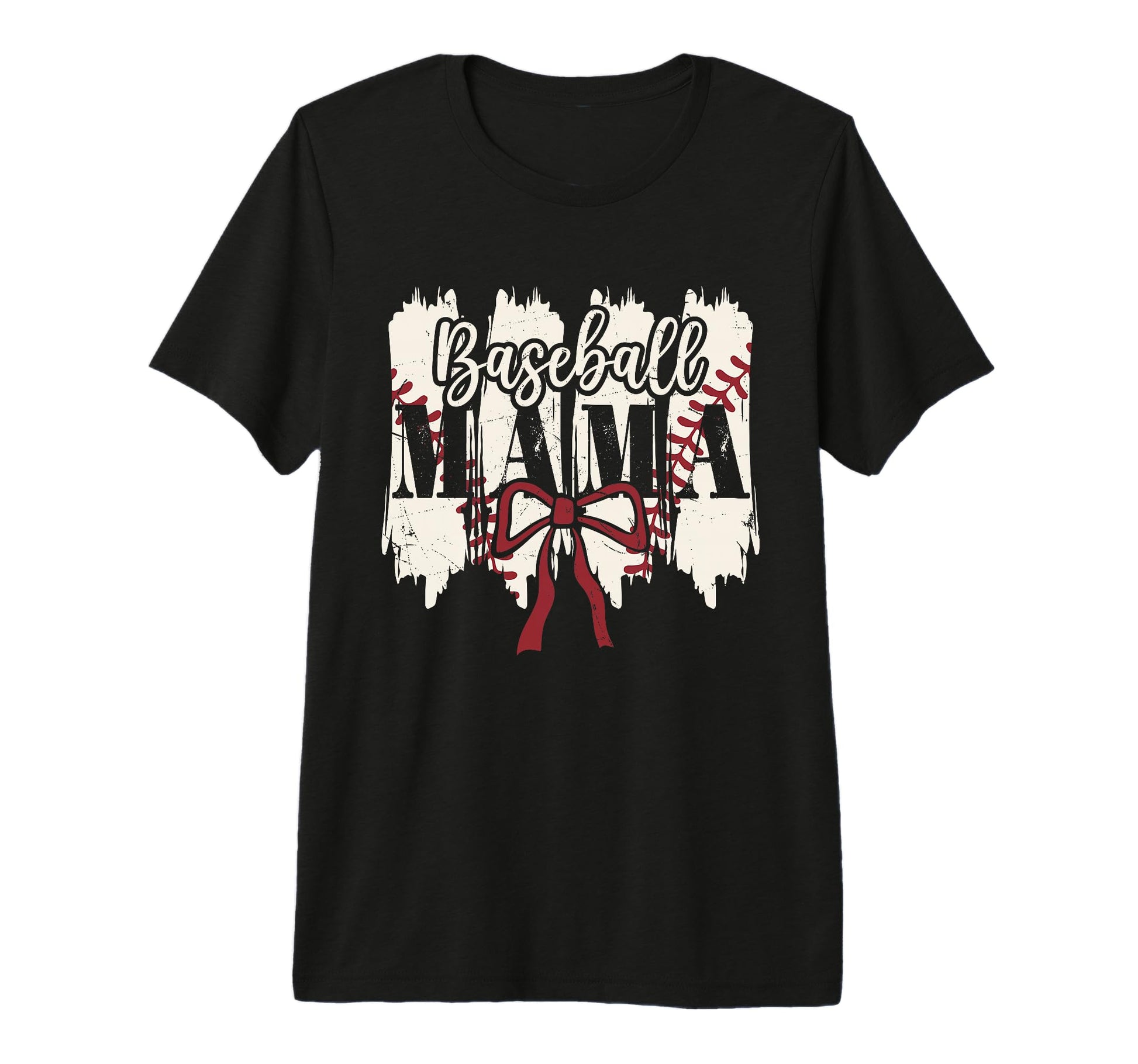 Baseball Mama Heart Bow Stadium T-Shirt - Custom Art Print Men Women - T-Shirt, Sweatshirt, Hoodie