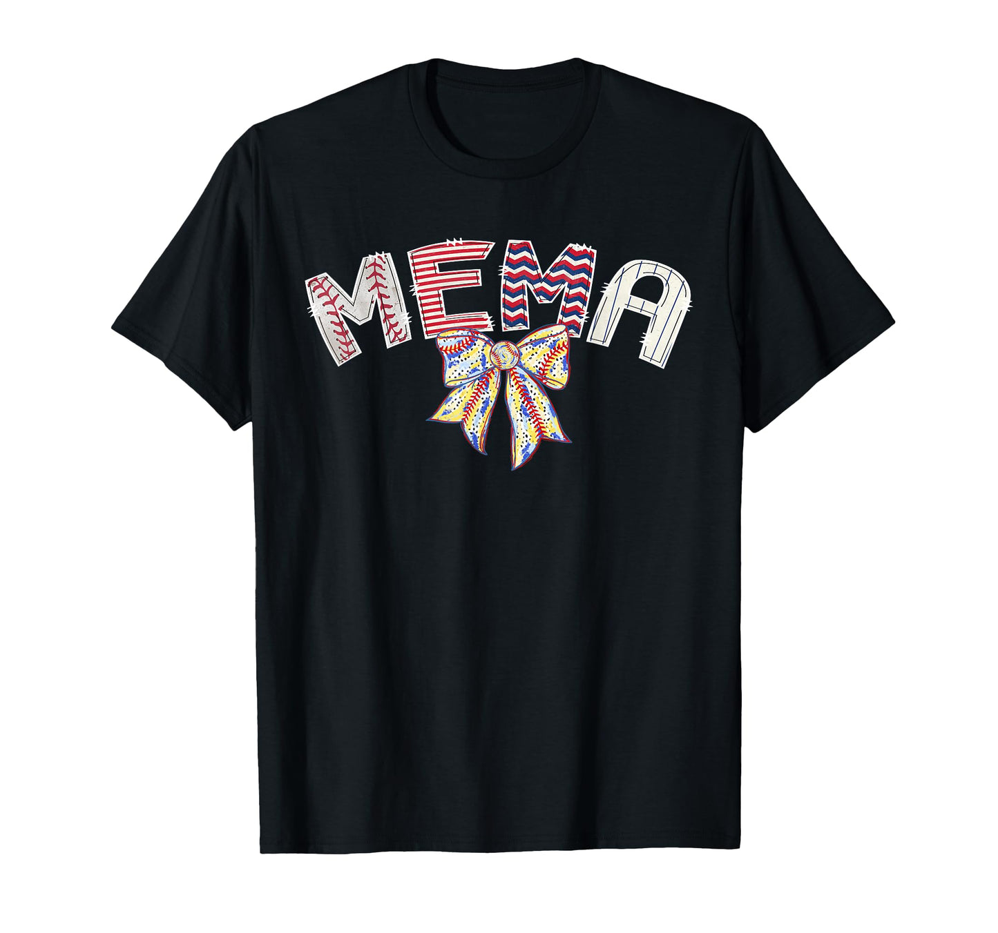 Baseball Mema Coquette Bow Game Day Party T-Shirt - Graphic Print Unisex - T-Shirt, Sweatshirt, Hoodie