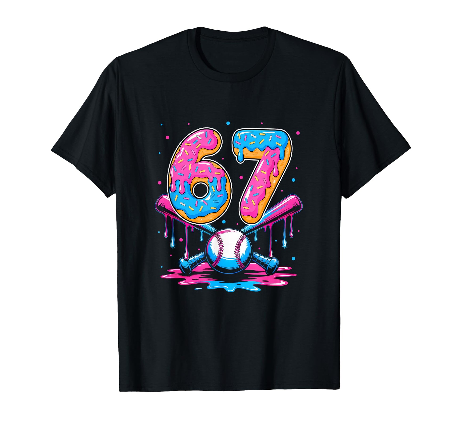Baseball Drip Number 67 Player T-Shirt - Fun Novelty Design for Adults - T-Shirt, Sweatshirt, Hoodie