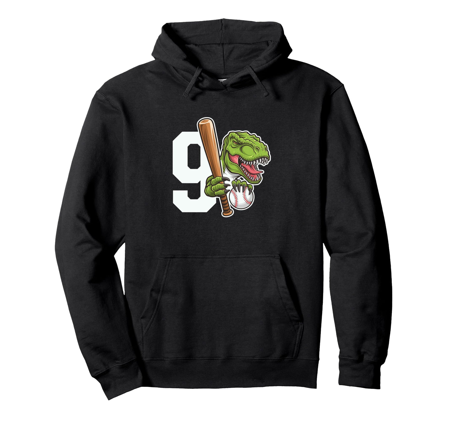 Baseball Dinosaurs T Rex Dino 9Th Birthday Hoodie - Graphic Print Men Women - T-Shirt, Sweatshirt, Hoodie