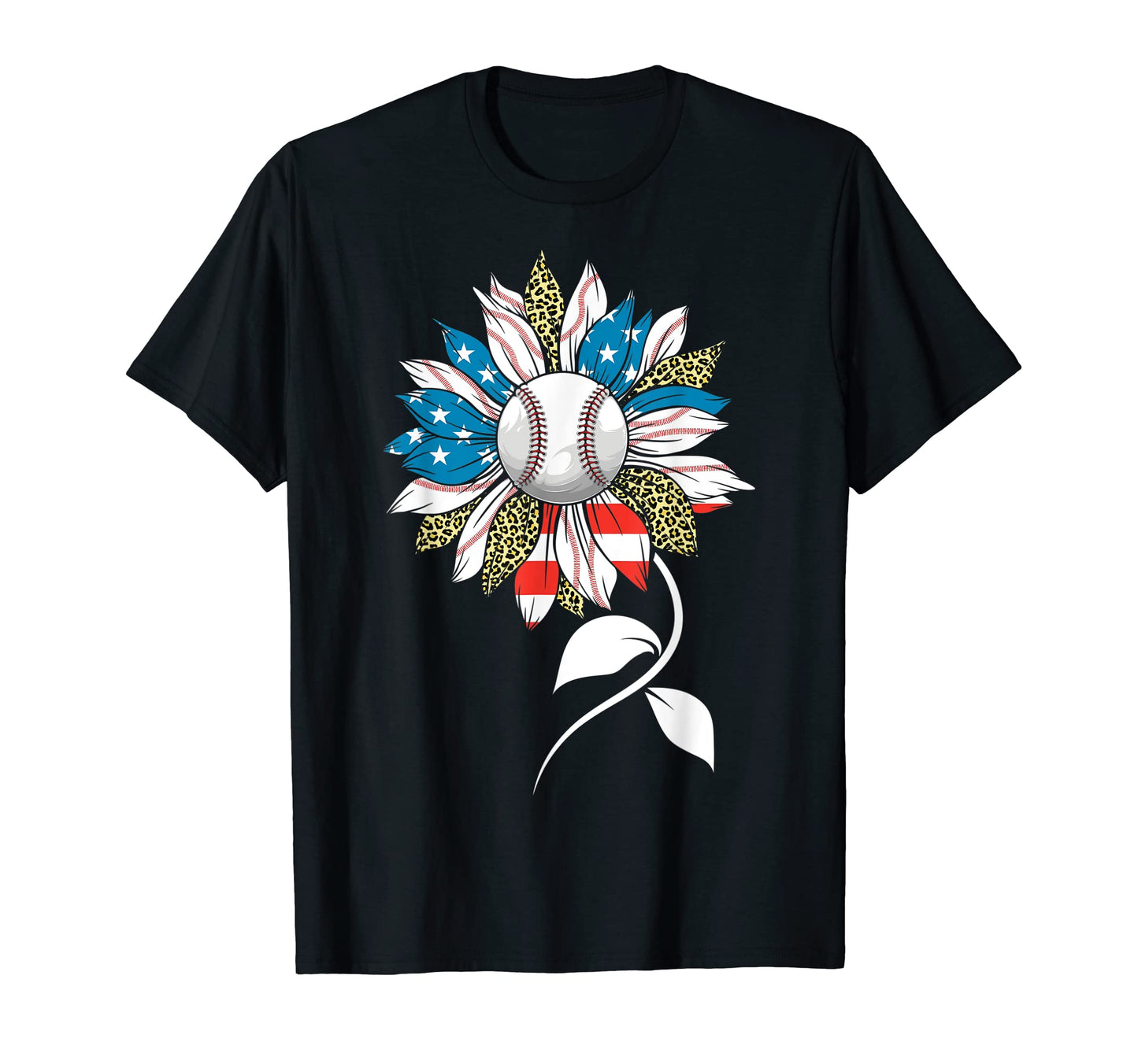 Us Leopard Baseball Sunflower T-Shirt - Streetwear Style for Adults - T-Shirt, Sweatshirt, Hoodie