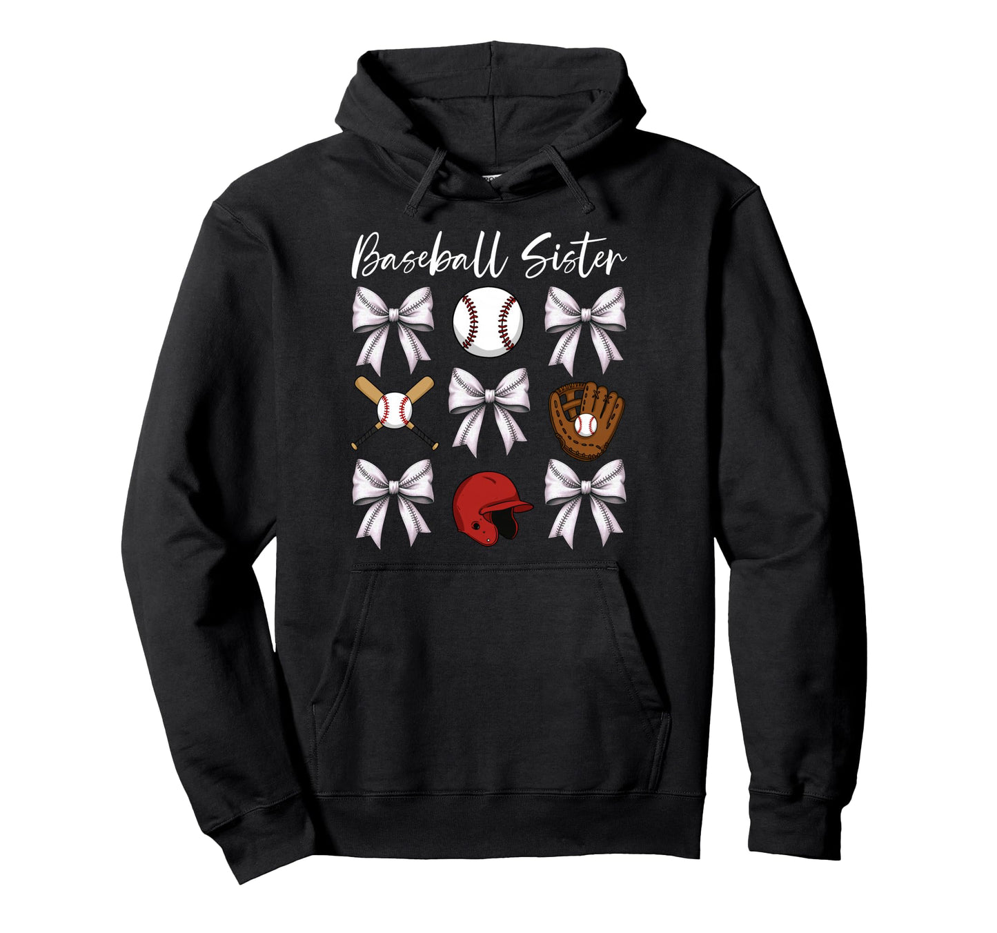 Baseball Sister Helmet Ball Bat Glove Hoodie - Aesthetic Graphic Unisex - T-Shirt, Sweatshirt, Hoodie