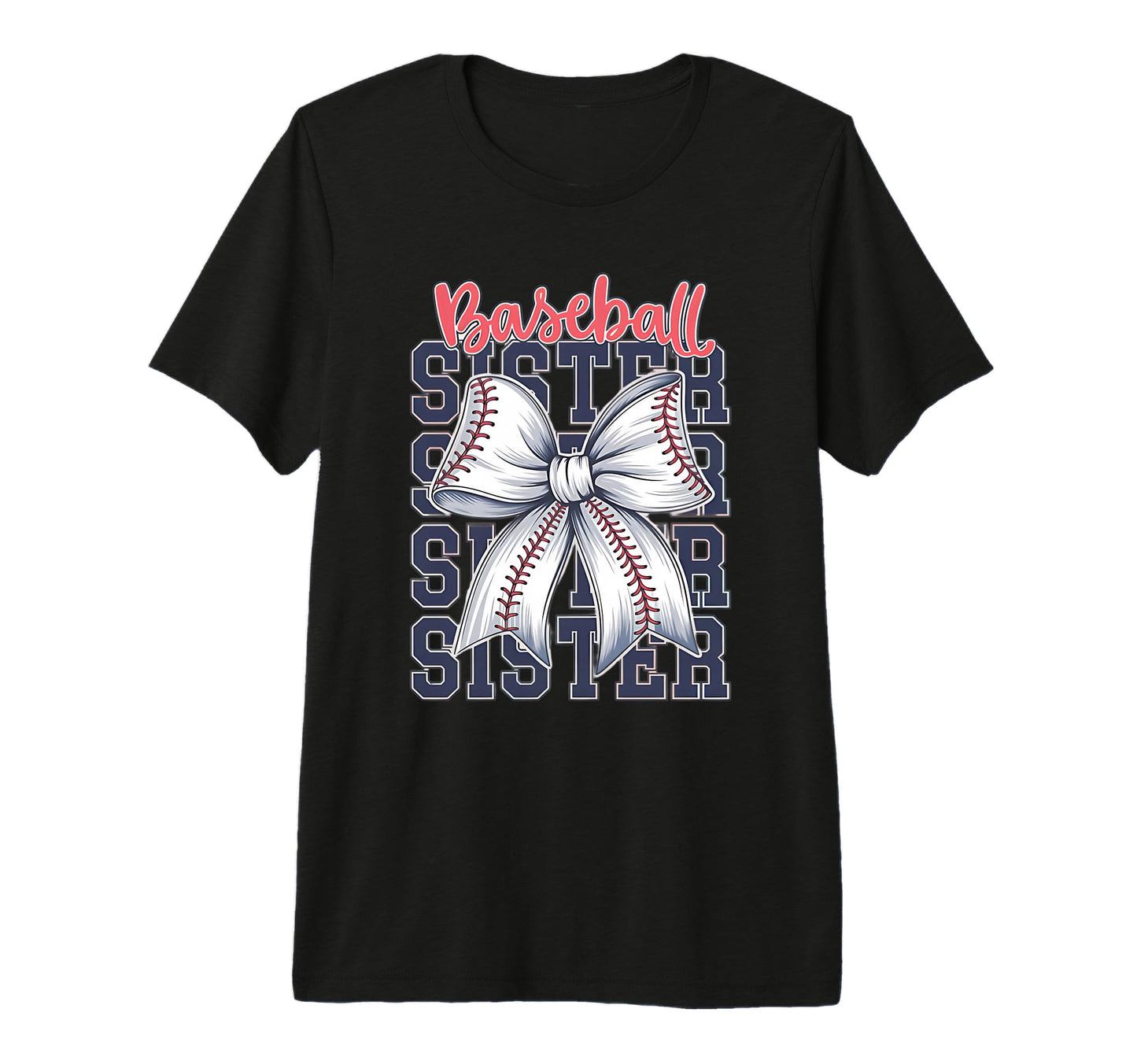 Baseball Sister Coquette Bow Tri T-Shirt - Custom Art Print for Adults - T-Shirt, Sweatshirt, Hoodie