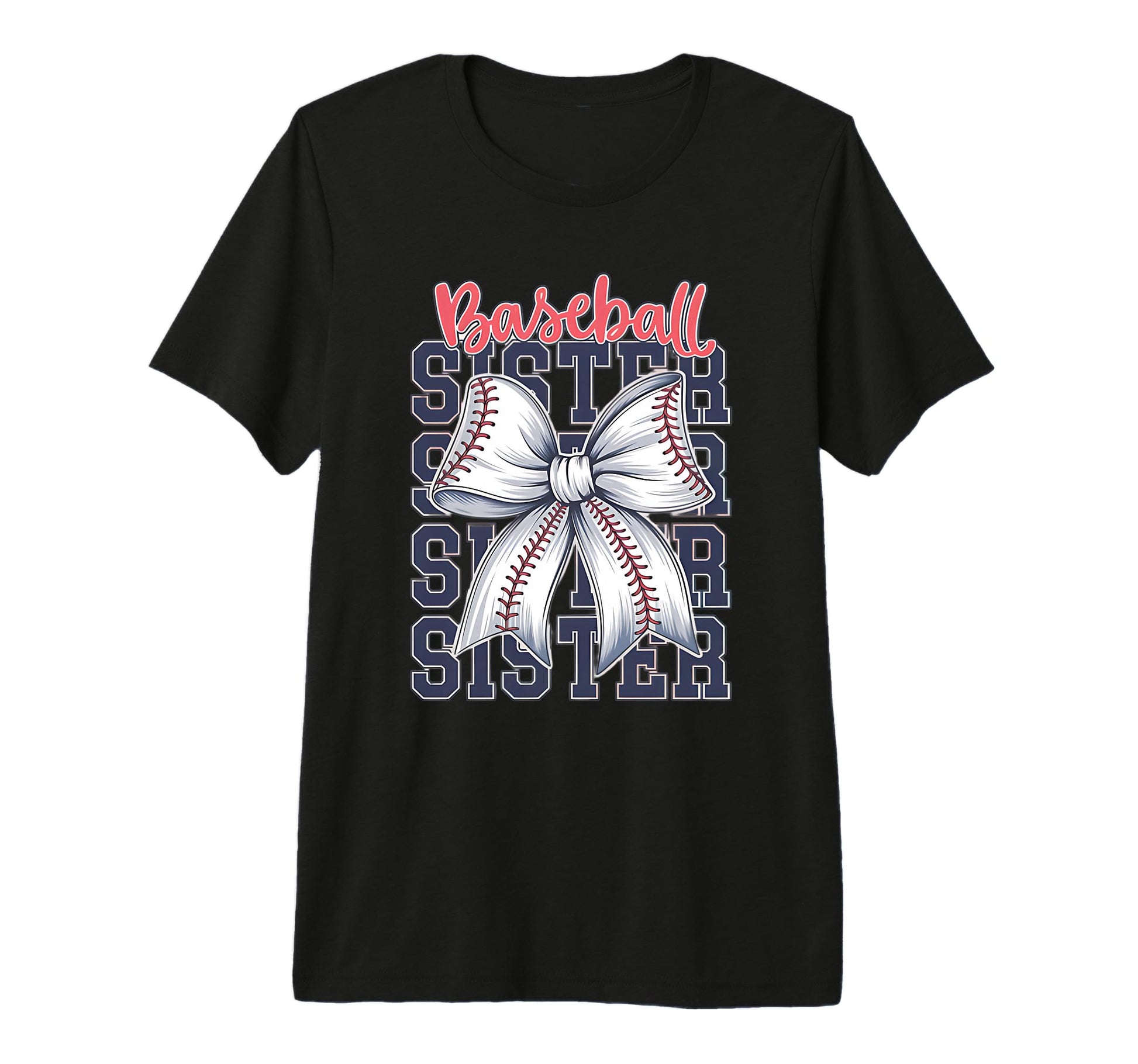 Baseball Sister Coquette Bow Tri T-Shirt - Custom Art Print for Adults - T-Shirt, Sweatshirt, Hoodie