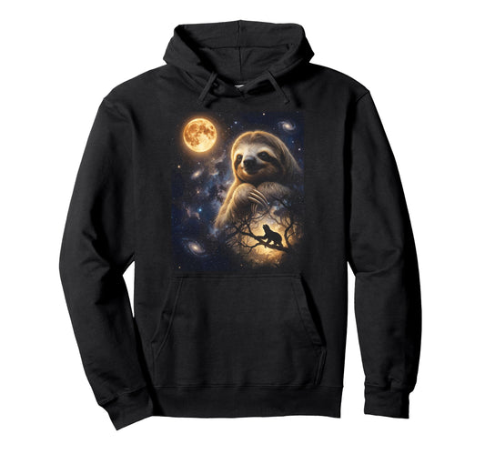 90S Sloth Howling Moon Y2K Aesthetic Hoodie - Custom Art Print Unisex - T-Shirt, Sweatshirt, Hoodie