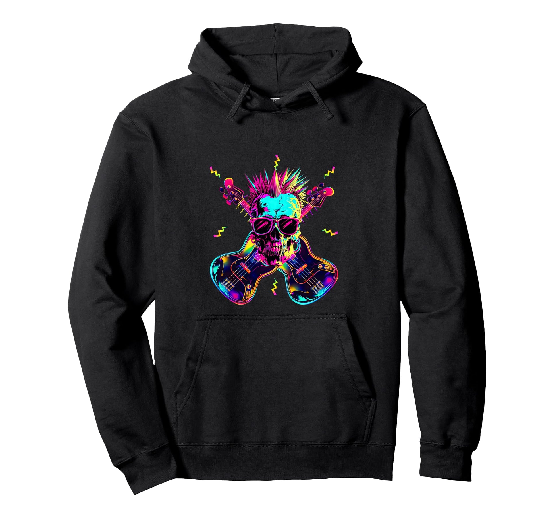 Streetwear Synthwave 80S 90S Skull Hoodie - Casual Everyday Wear Unisex - T-Shirt, Sweatshirt, Hoodie