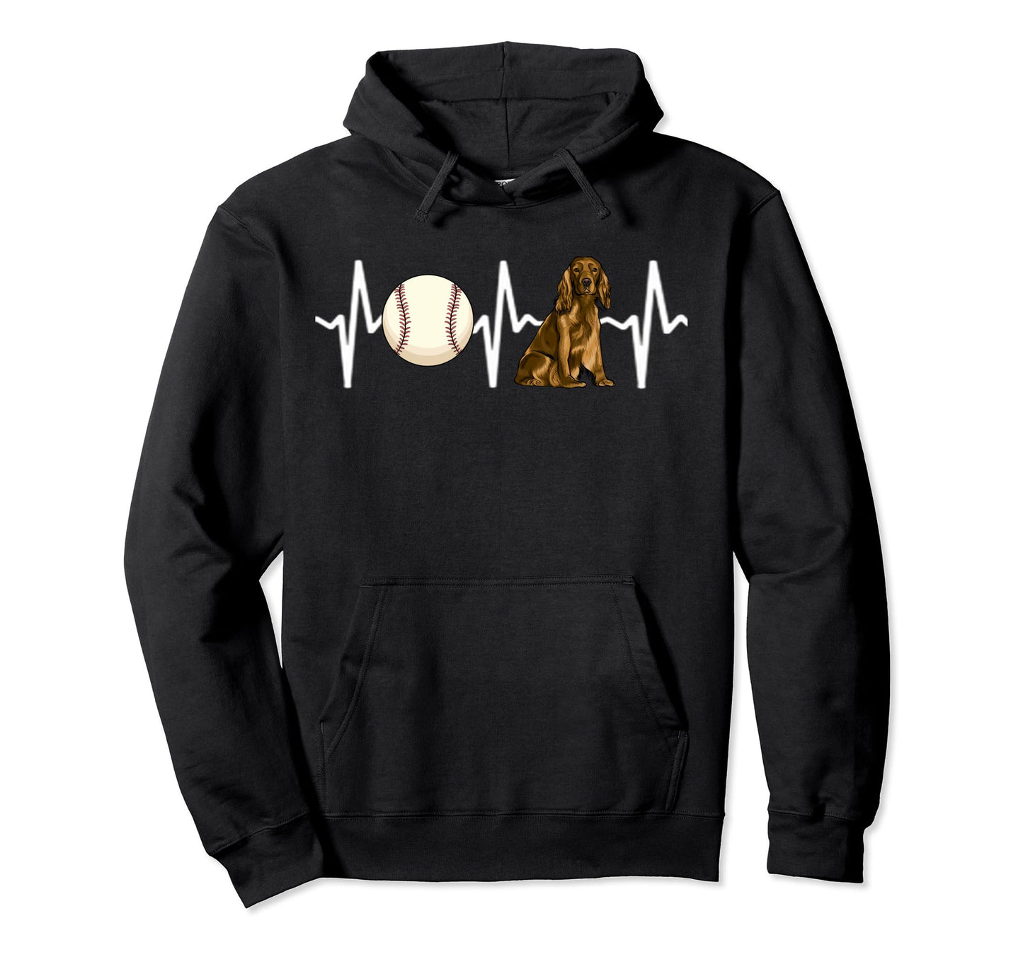 Baseball Cocker Spaniel Heartbeat Hoodie - Fun Novelty Design for Adults - T-Shirt, Sweatshirt, Hoodie
