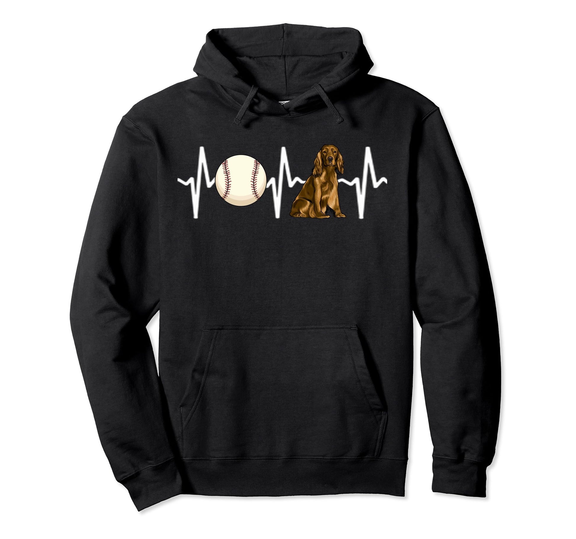 Baseball Cocker Spaniel Heartbeat Hoodie - Fun Novelty Design for Adults - T-Shirt, Sweatshirt, Hoodie