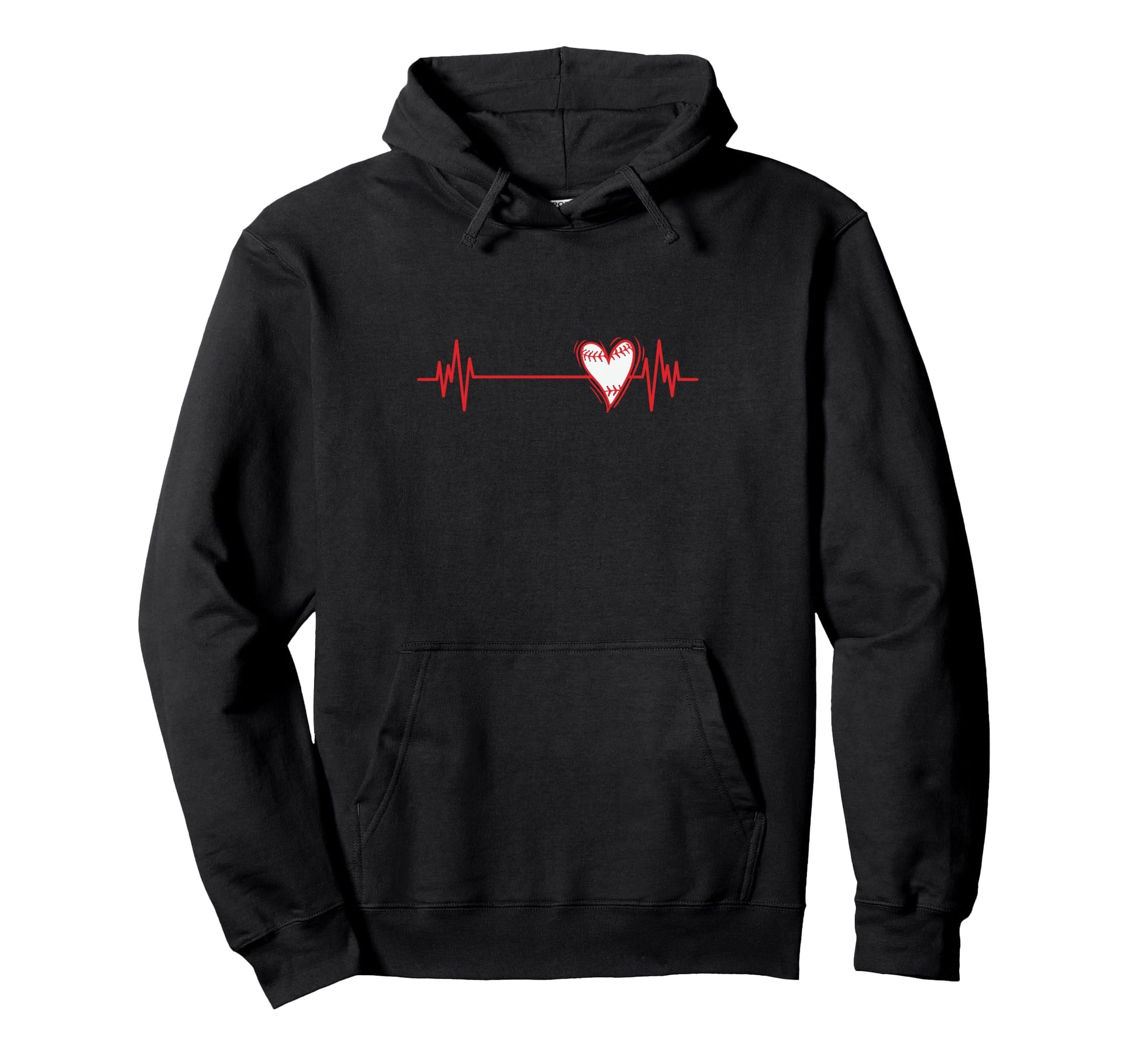 Baseball Heartbeat Team Ball Sports Hoodie - Novelty Apparel for Adults - T-Shirt, Sweatshirt, Hoodie