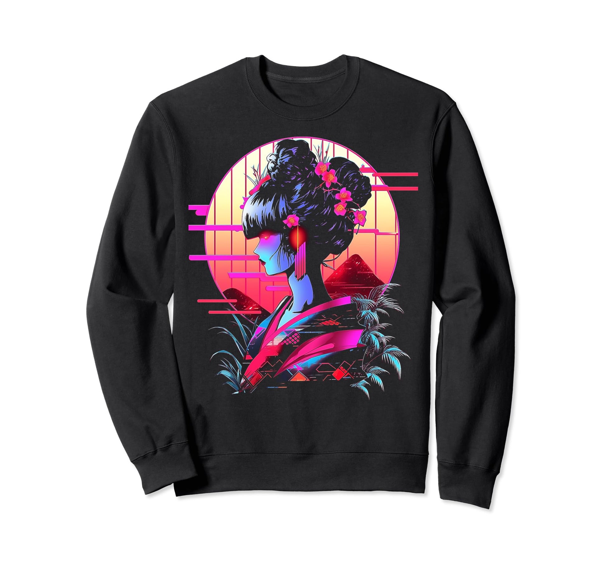 Vaporwave Geisha 80S Synthwave 33 Sweatshirt - Fun Novelty Design Unisex - T-Shirt, Sweatshirt, Hoodie