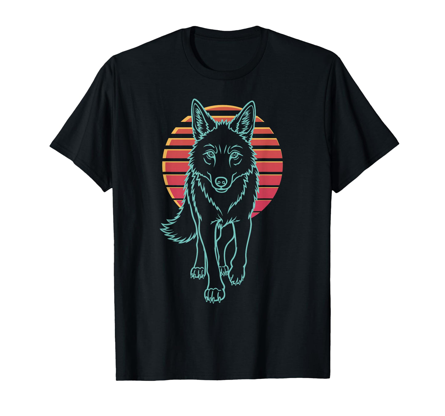 Coyote Lover Animal Synthwave 80S T-Shirt - Custom Art Print for Adults - T-Shirt, Sweatshirt, Hoodie
