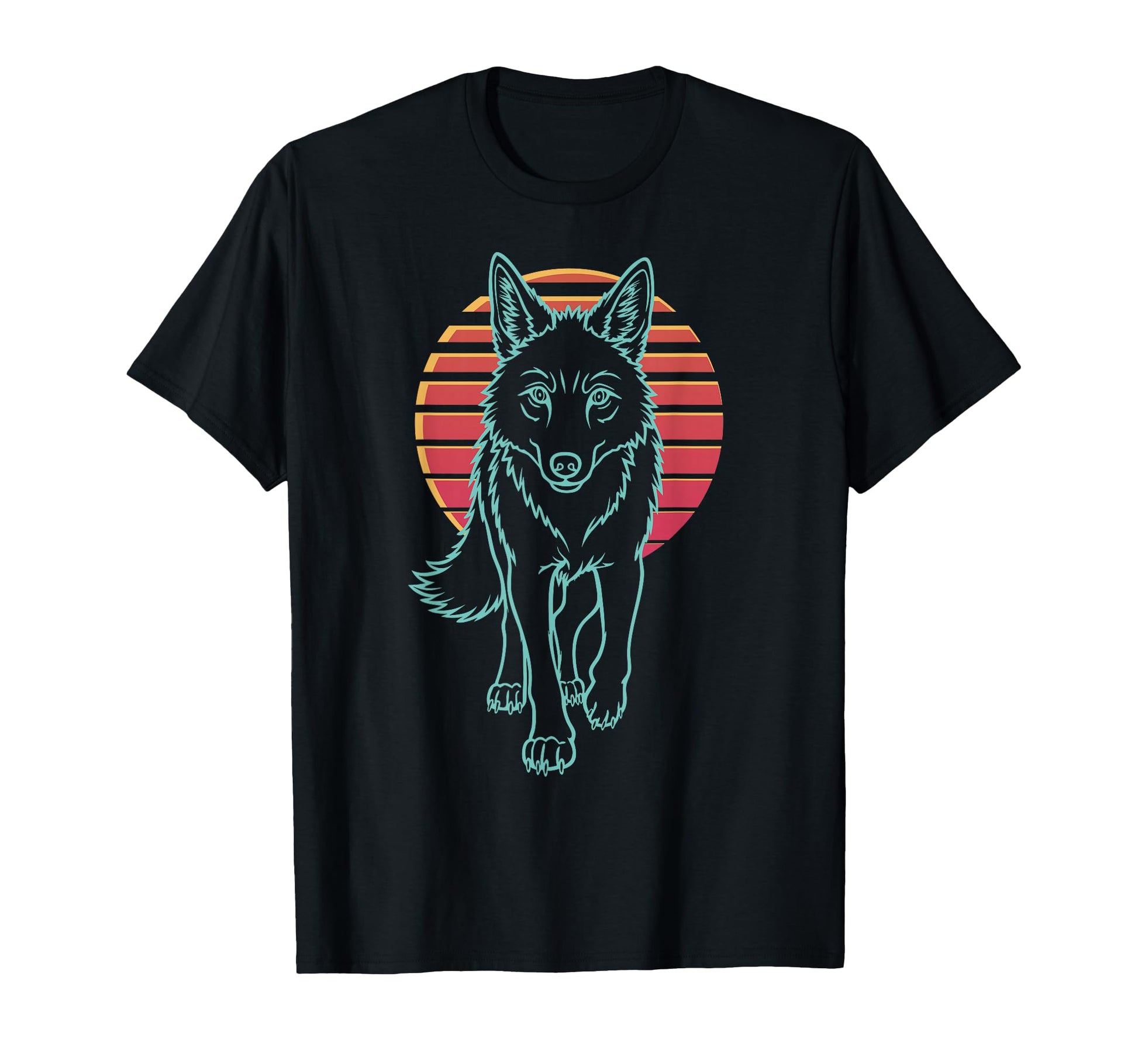 Coyote Lover Animal Synthwave 80S T-Shirt - Custom Art Print for Adults - T-Shirt, Sweatshirt, Hoodie