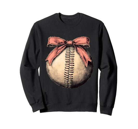 Baseball Coquette Bow Baseball Player Sweatshirt - Graphic Print for Adults - T-Shirt, Sweatshirt, Hoodie