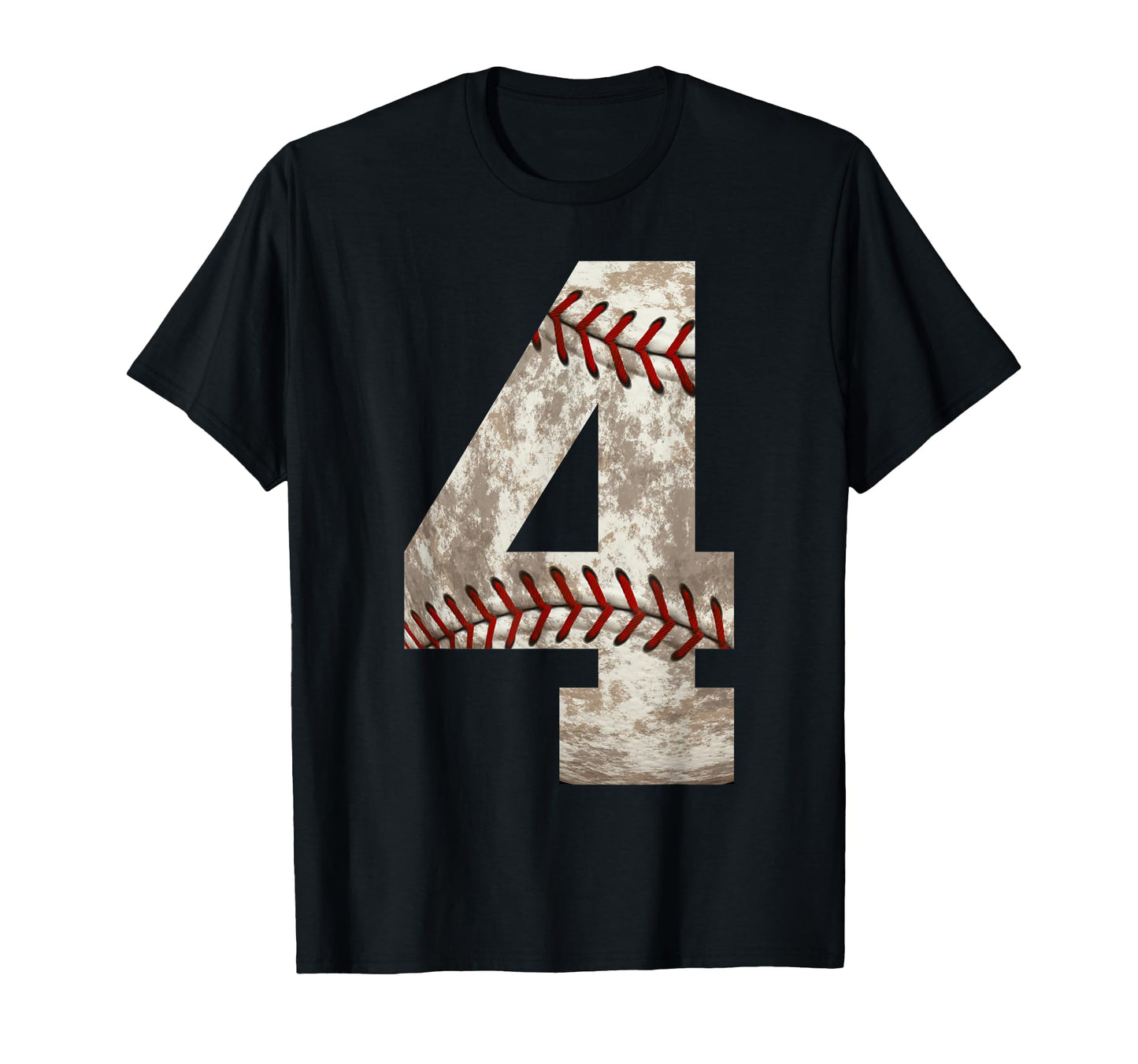 Baseball Jersey Number 4 Distressed Ball T-Shirt - Minimalist Print Unisex - T-Shirt, Sweatshirt, Hoodie
