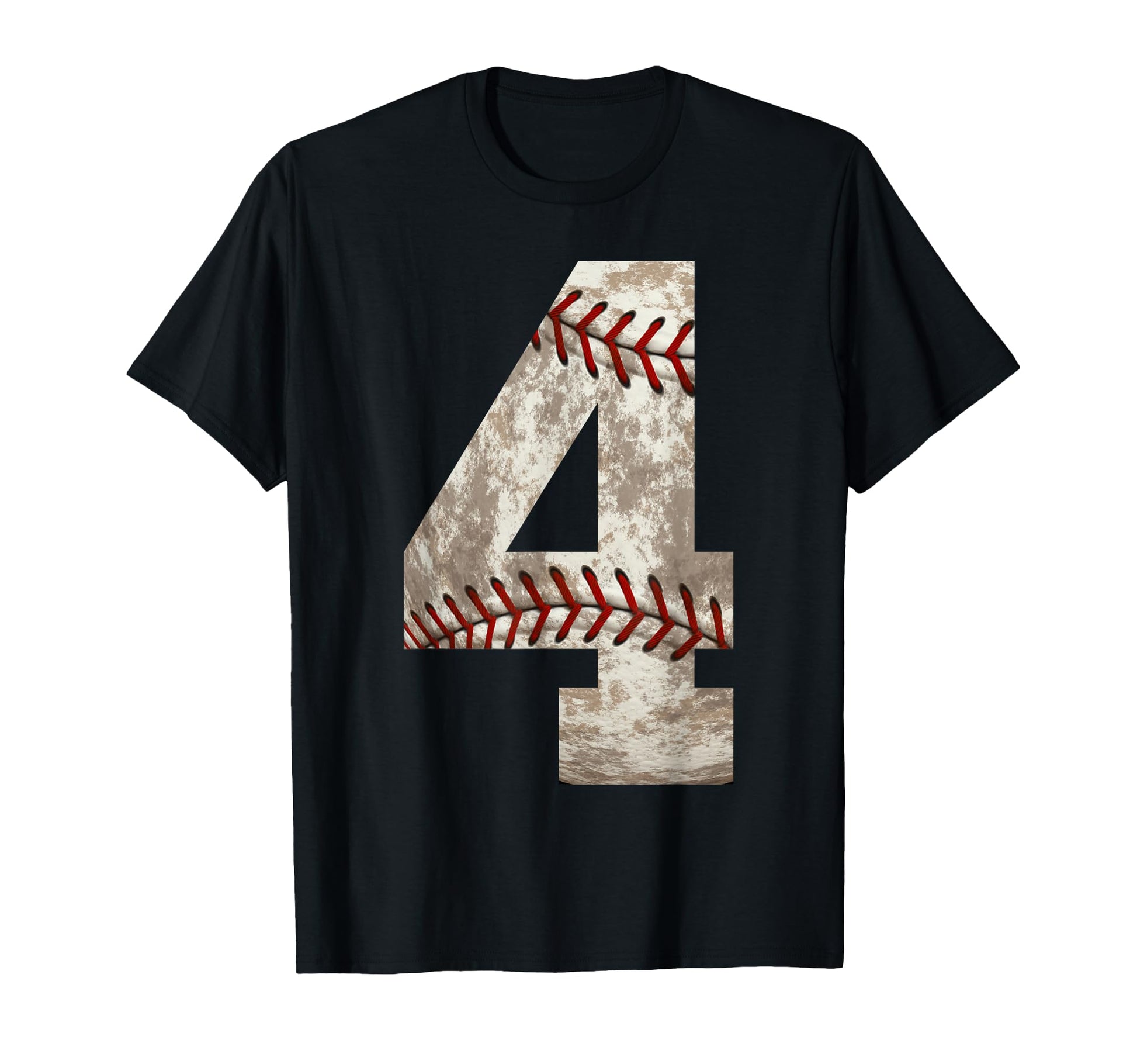 Baseball Jersey Number 4 Distressed Ball T-Shirt - Minimalist Print Unisex - T-Shirt, Sweatshirt, Hoodie
