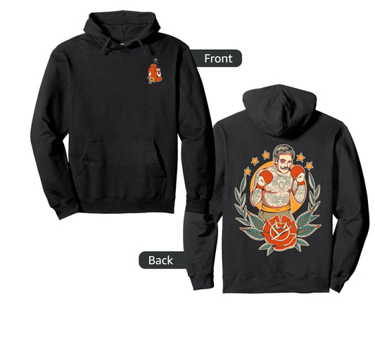 American Traditional Boxer Old School Hoodie - Streetwear Style for Adults - T-Shirt, Sweatshirt, Hoodie