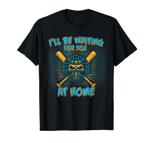 Baseball Catcher Skull Mask Waiting T-Shirt - Custom Art Print Men Women - T-Shirt, Sweatshirt, Hoodie