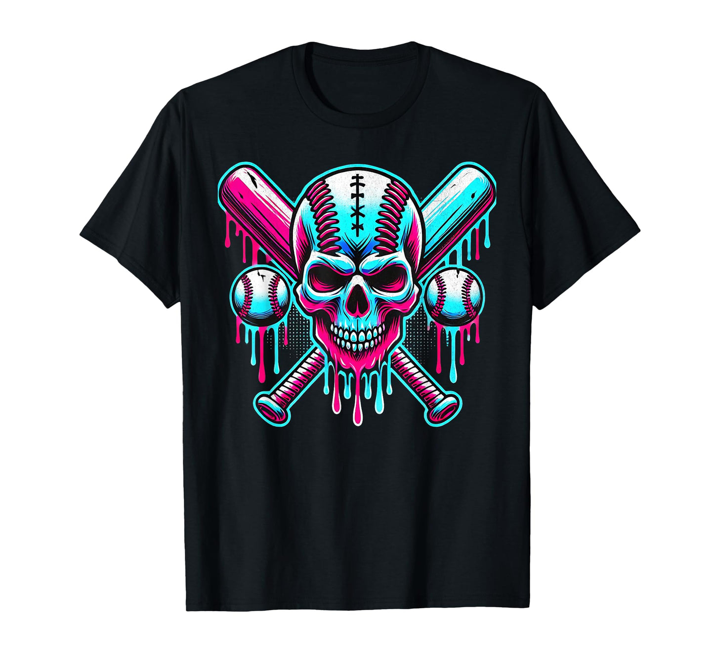 Baseball Skull Drip Ice Cream Dripping T-Shirt - Streetwear Style Unisex - T-Shirt, Sweatshirt, Hoodie